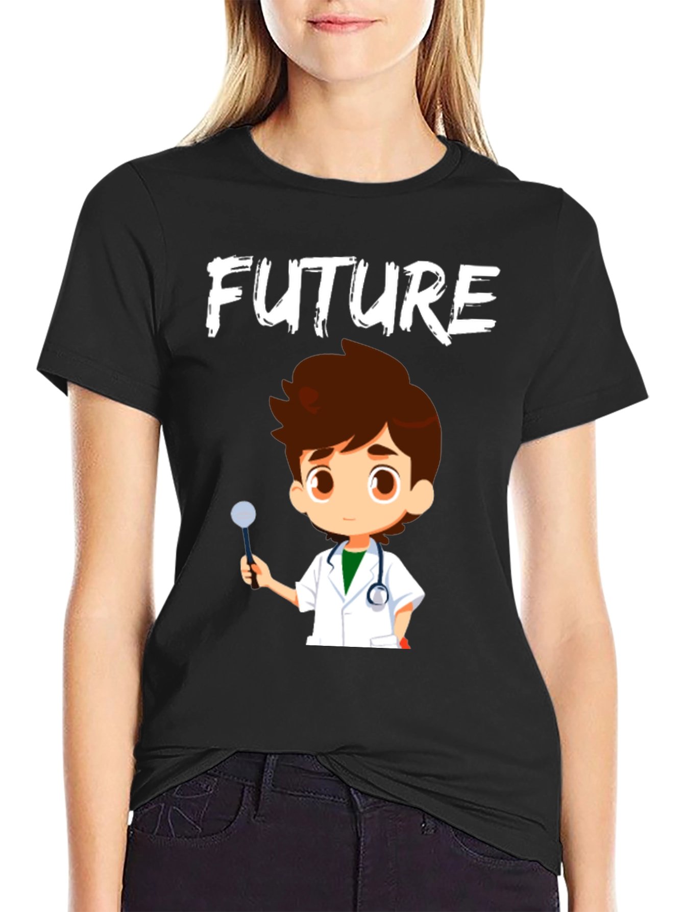 Black Future Dentist T-Shirt - Cute Cartoon Graphic view 2