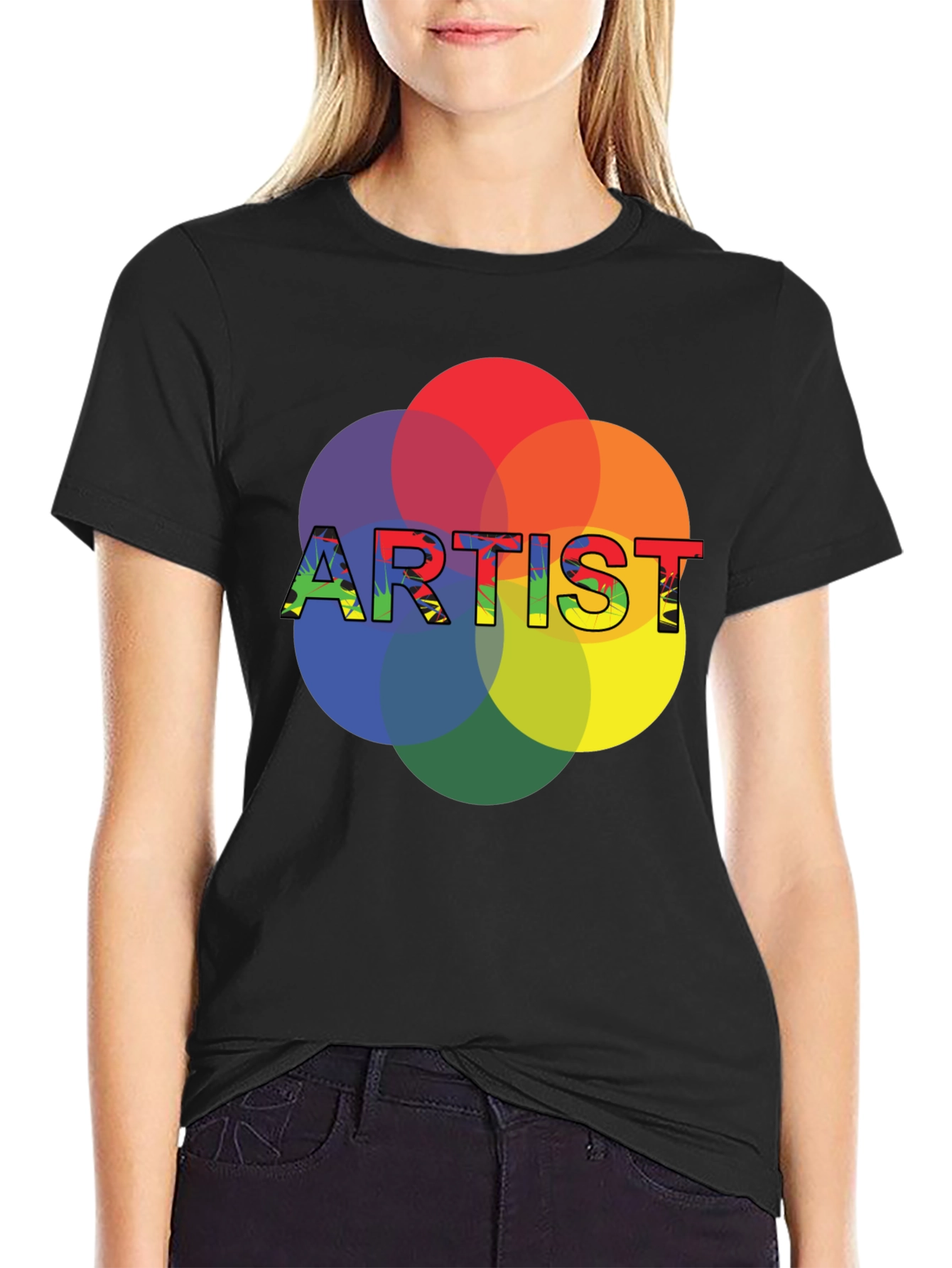 Black Artist Color Wheel Graphic Tee - Creative Expression T-Shirt view 2