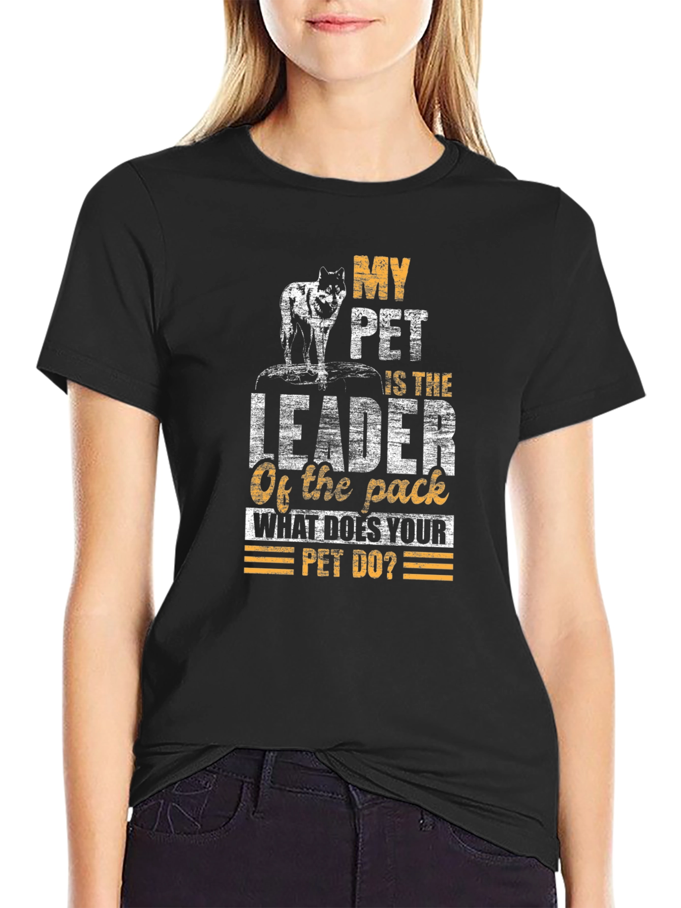 Black Leader of the Pack Pet T-Shirt view 2