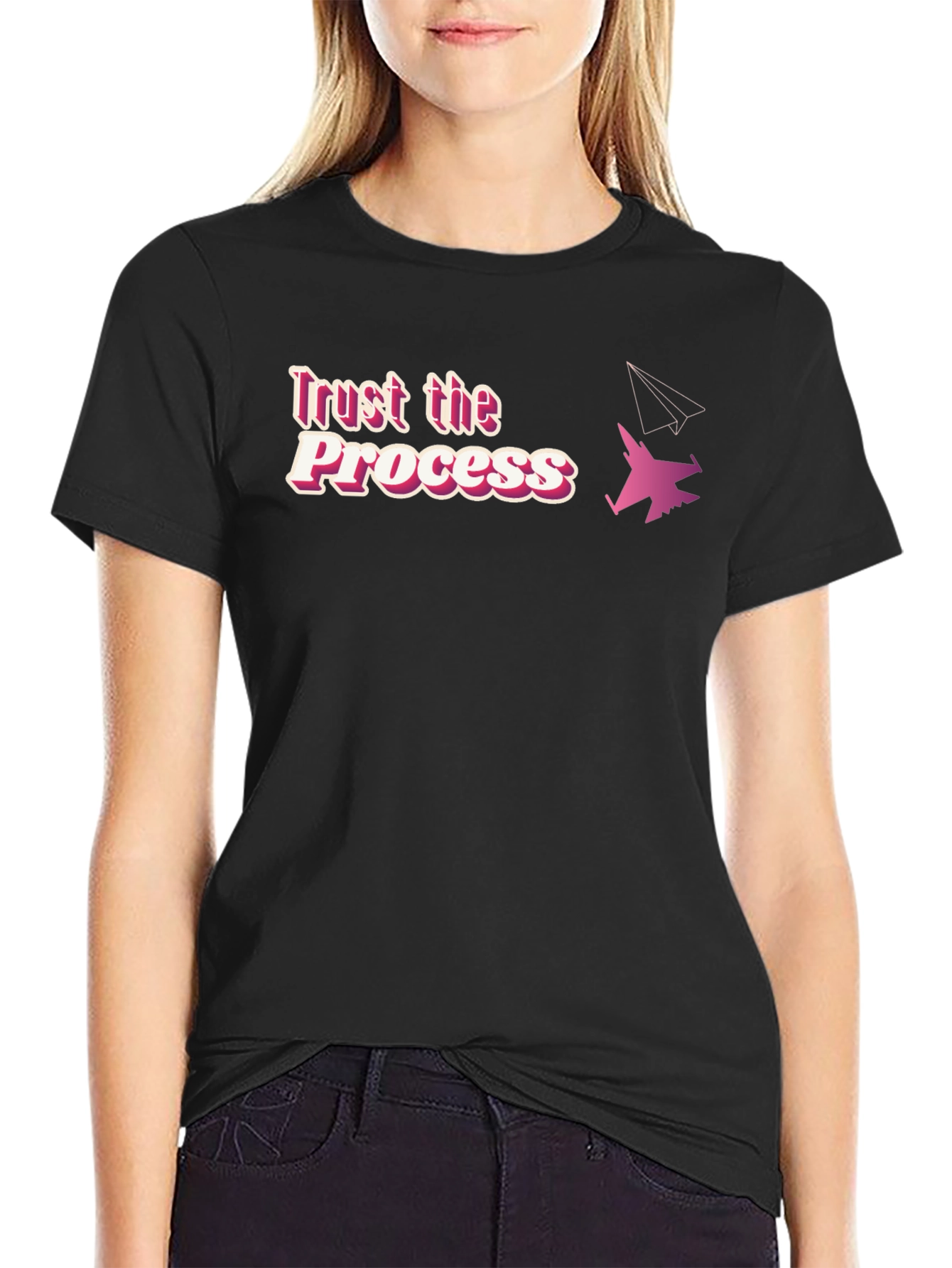 Black Trust the Process T-Shirt - Aviation Design view 2