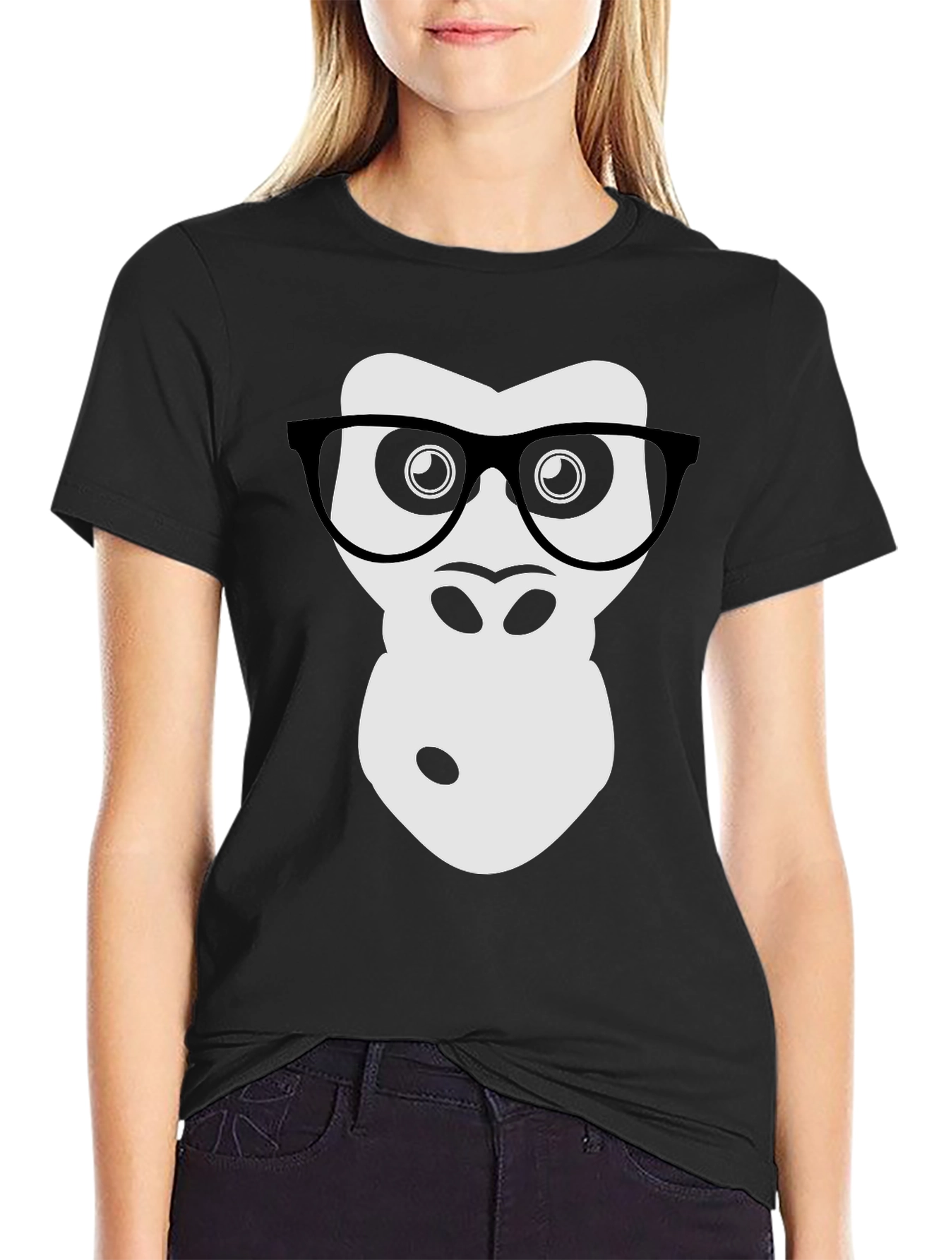 Black Geek Gorilla Graphic Tee - Cool Animal Shirt view 2