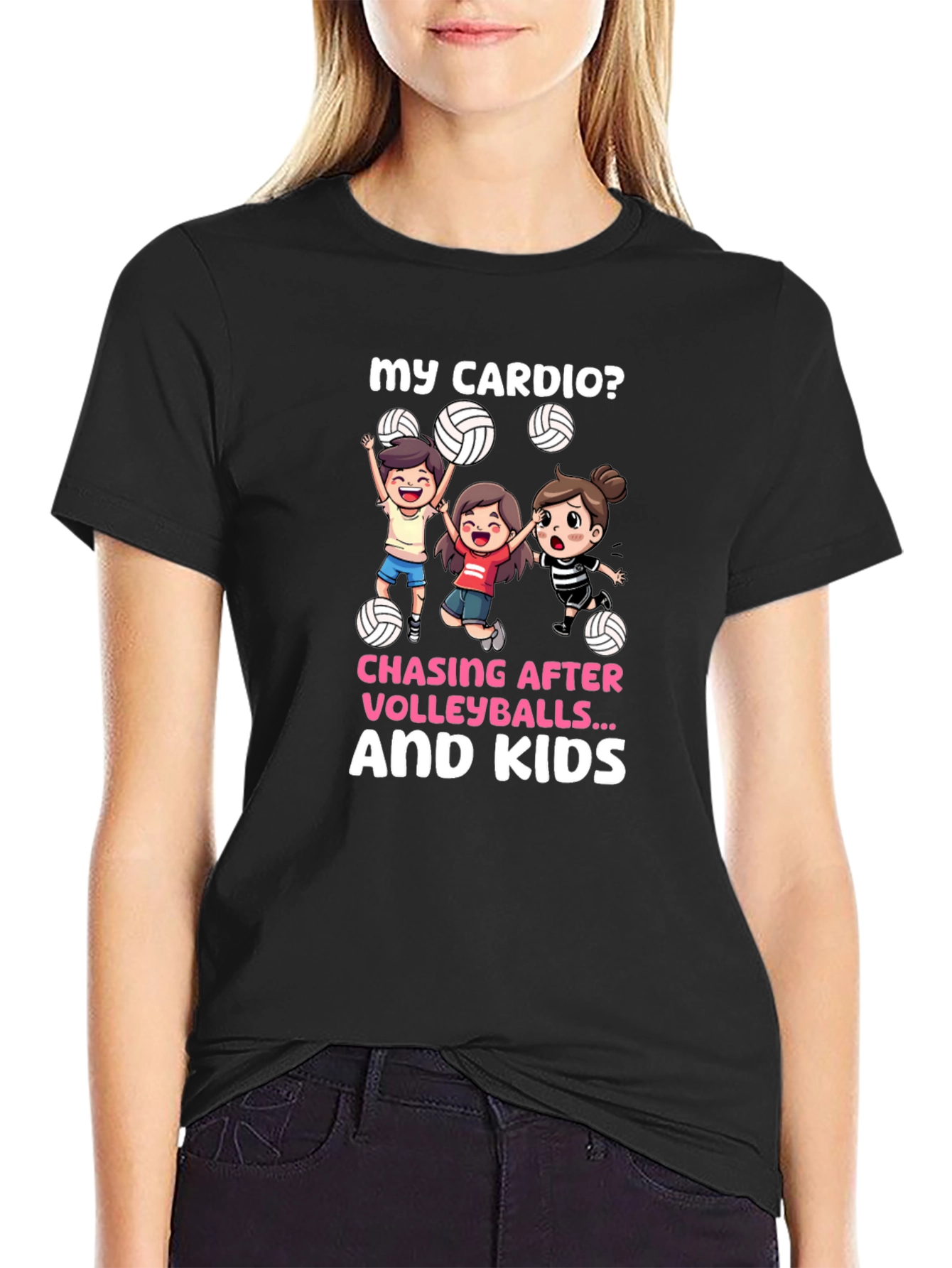 Black Volleyball Mom Cardio T-Shirt view 2