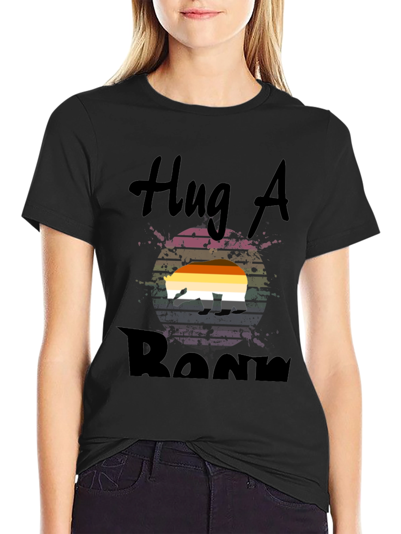Black Hug A Bear Pride T-Shirt view 2