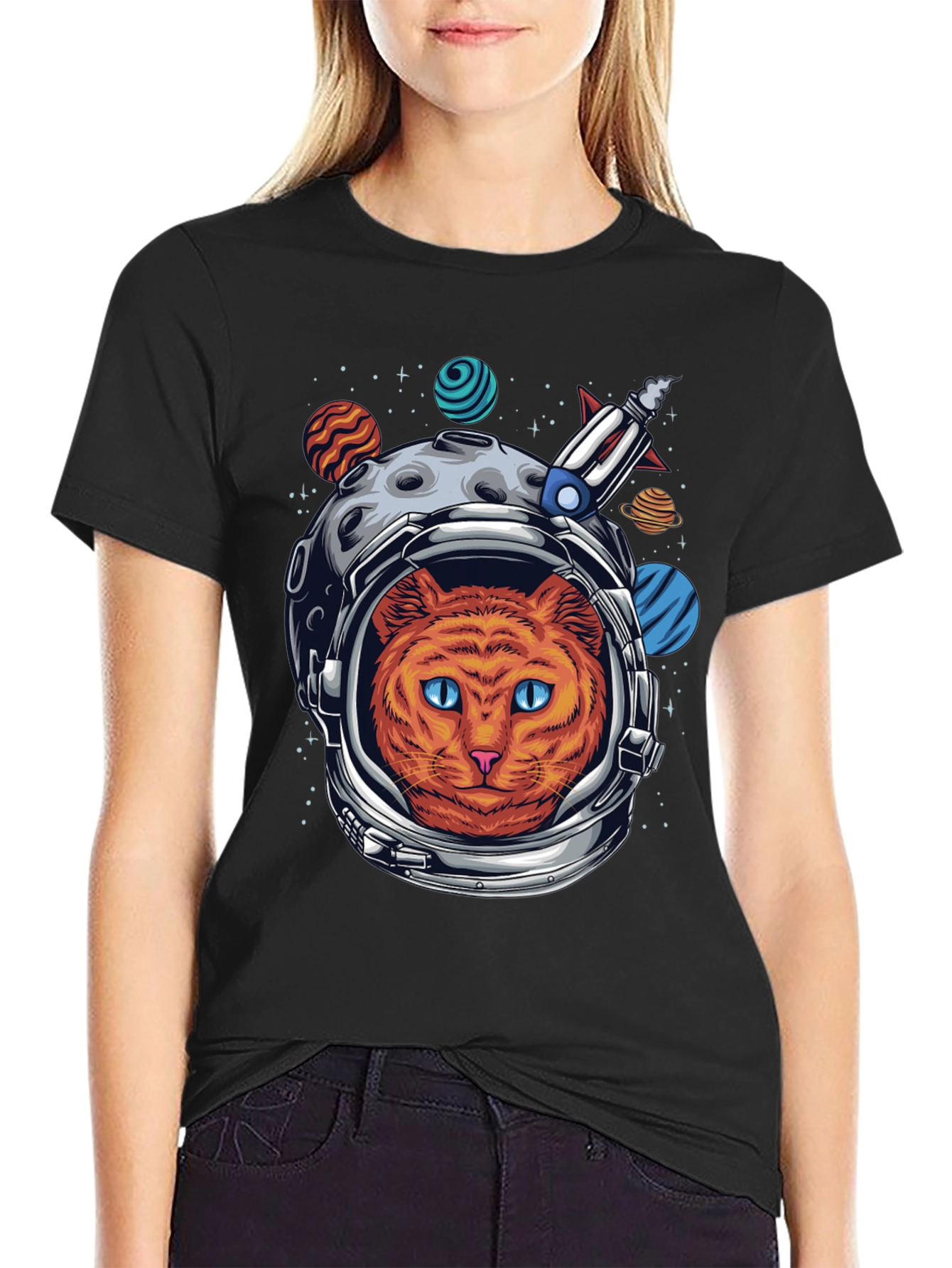 Black Cat Astronaut Graphic Tee view 2