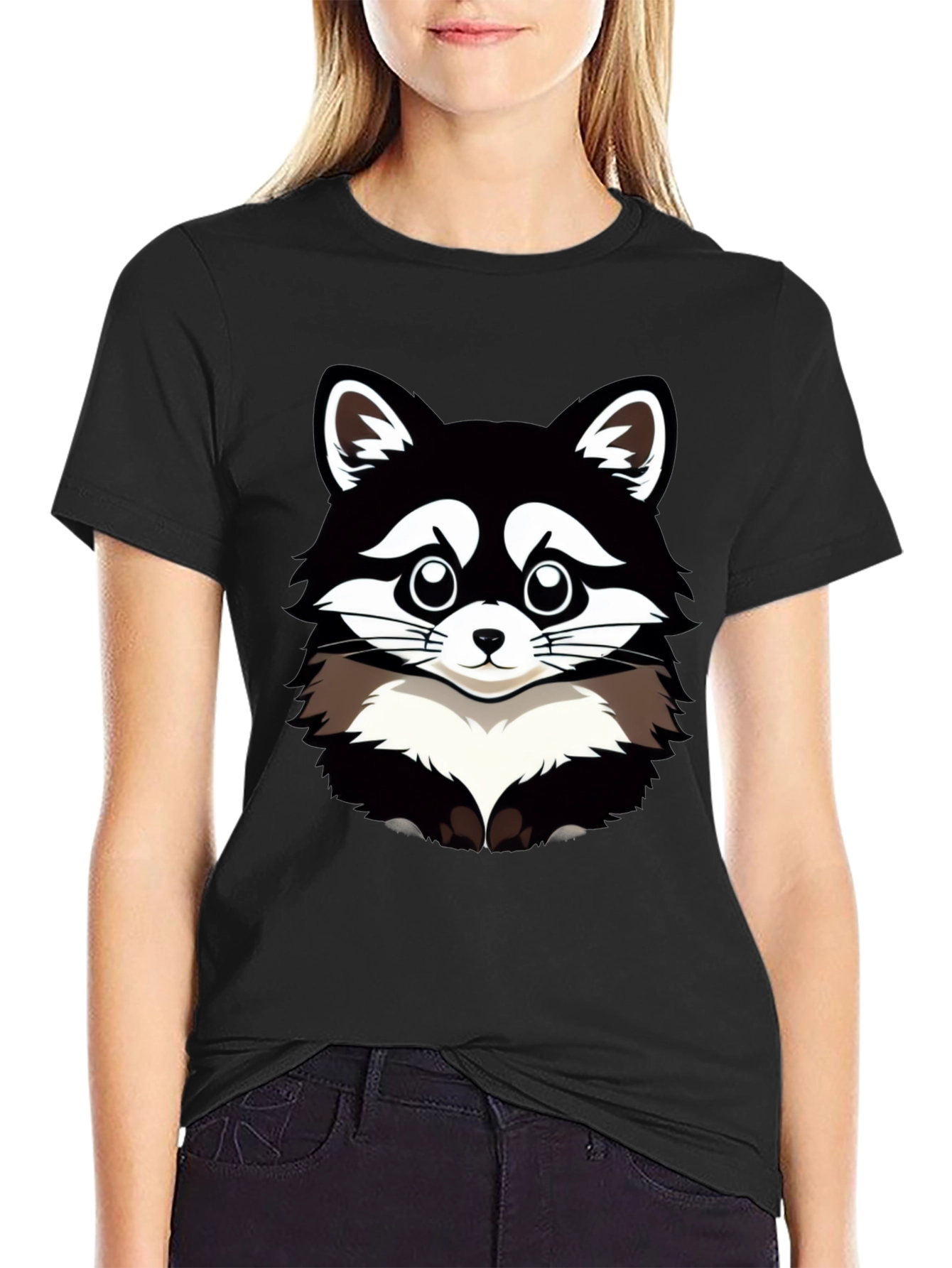Black Raccoon Graphic T-Shirt - Men's Black Tee view 2