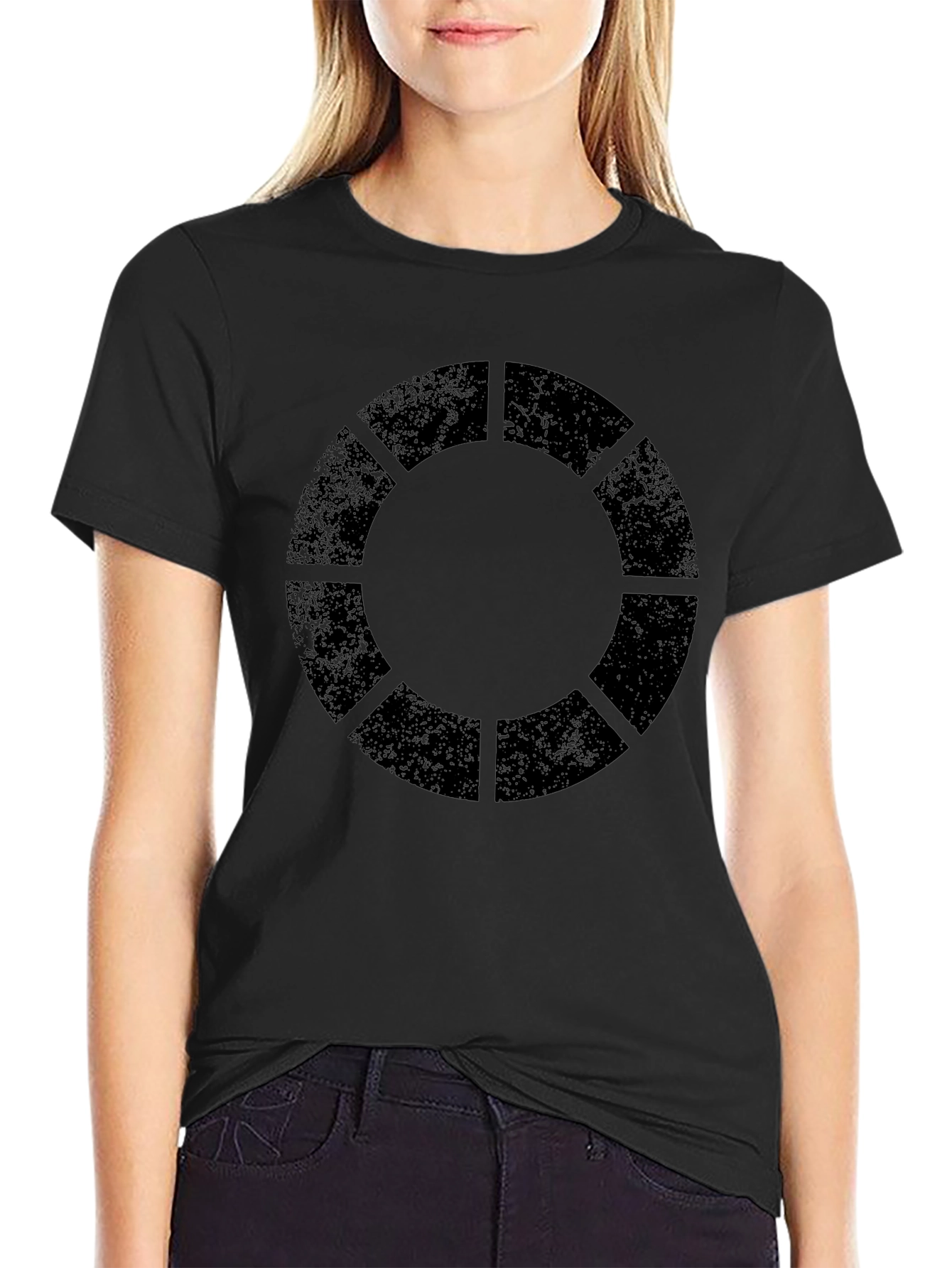 Geometric Circle Graphic Black T-Shirt - 2