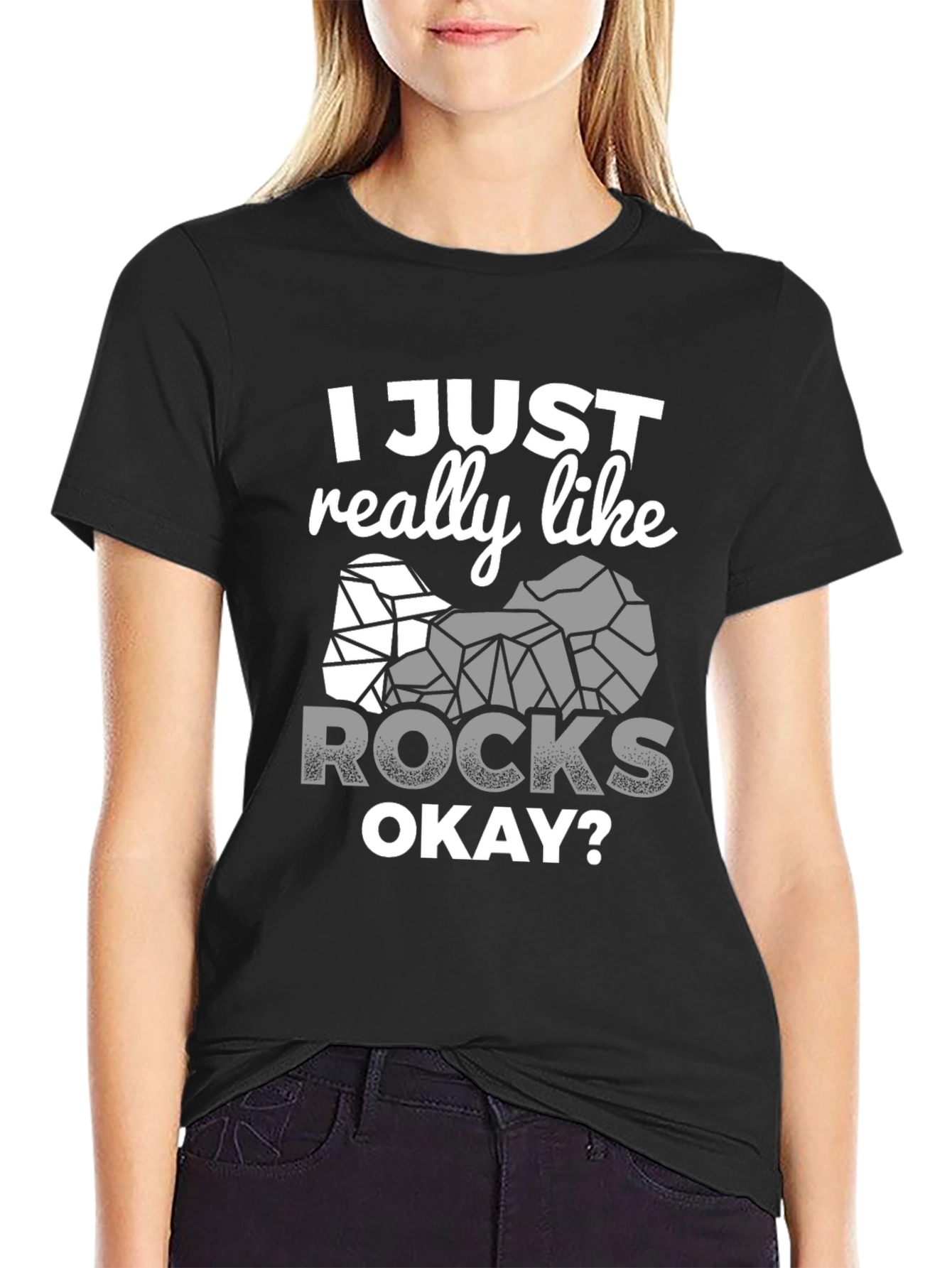 Black I Just Really Like Rocks T-Shirt view 2