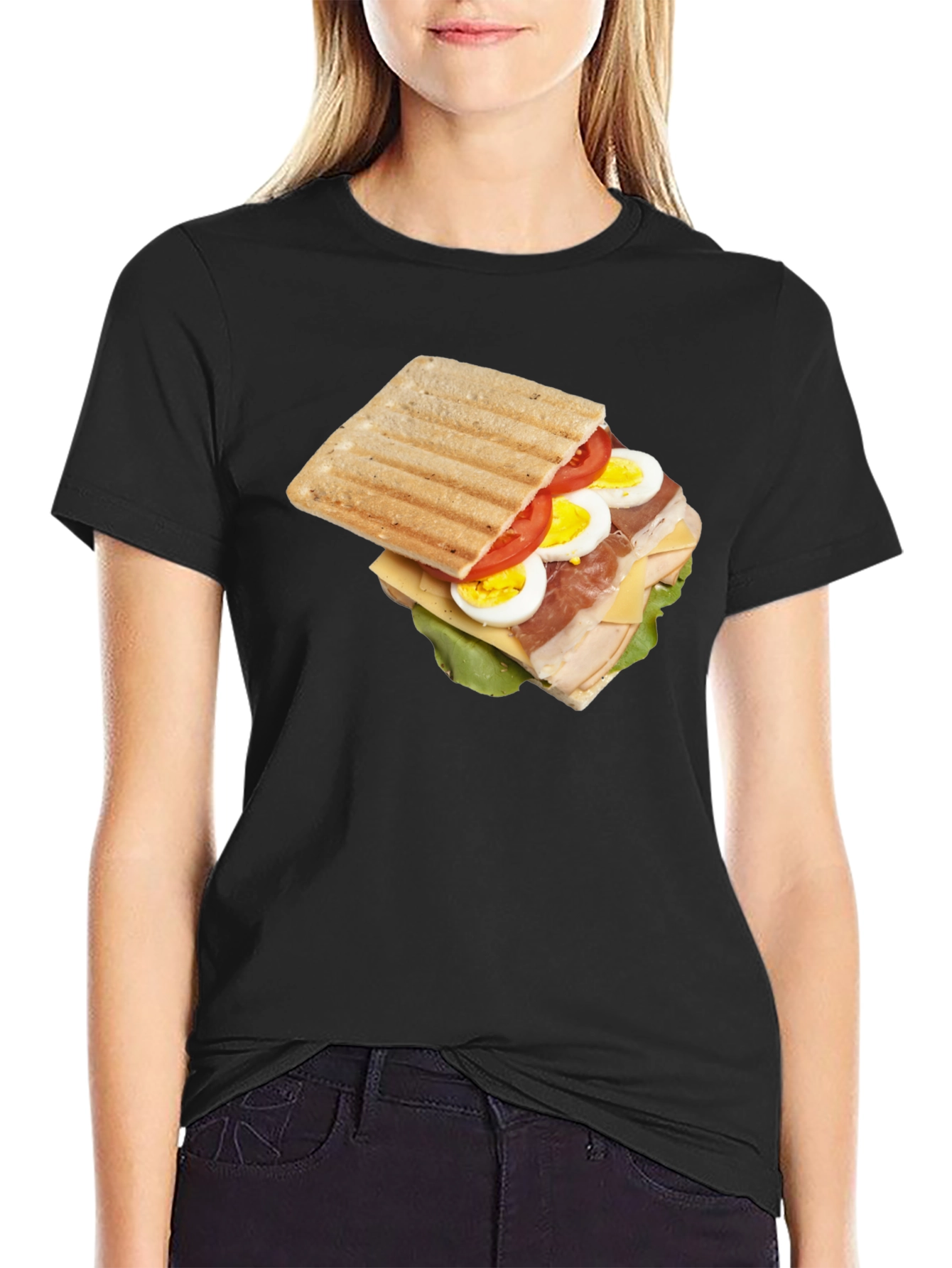Black Sandwich Graphic Tee - Unique Food T-Shirt view 2