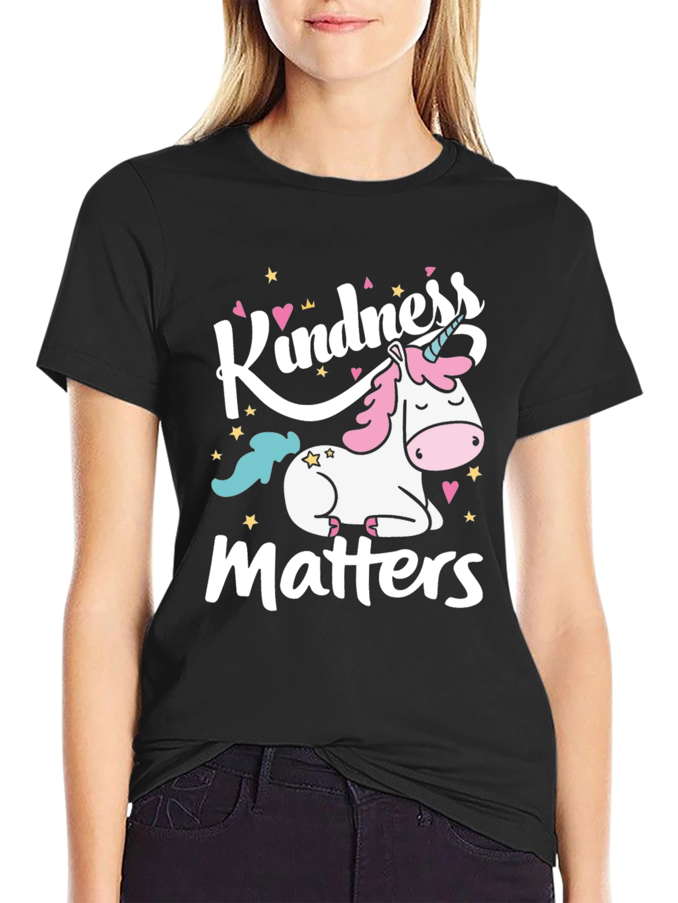 Black Kindness Matters Unicorn Graphic Tee view 2