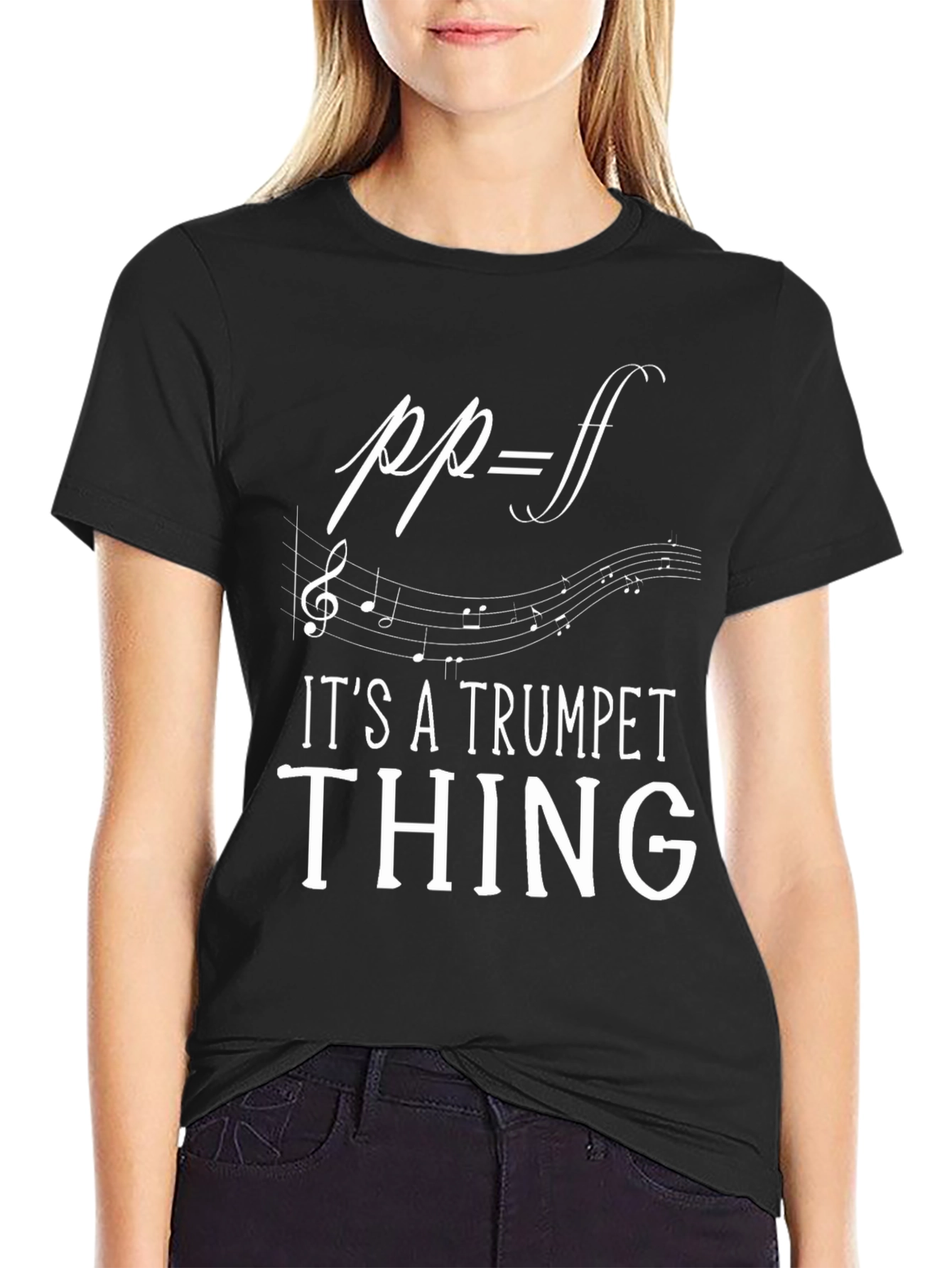 Black Trumpet Thing Graphic Tee - Musician's Humor T-Shirt view 2
