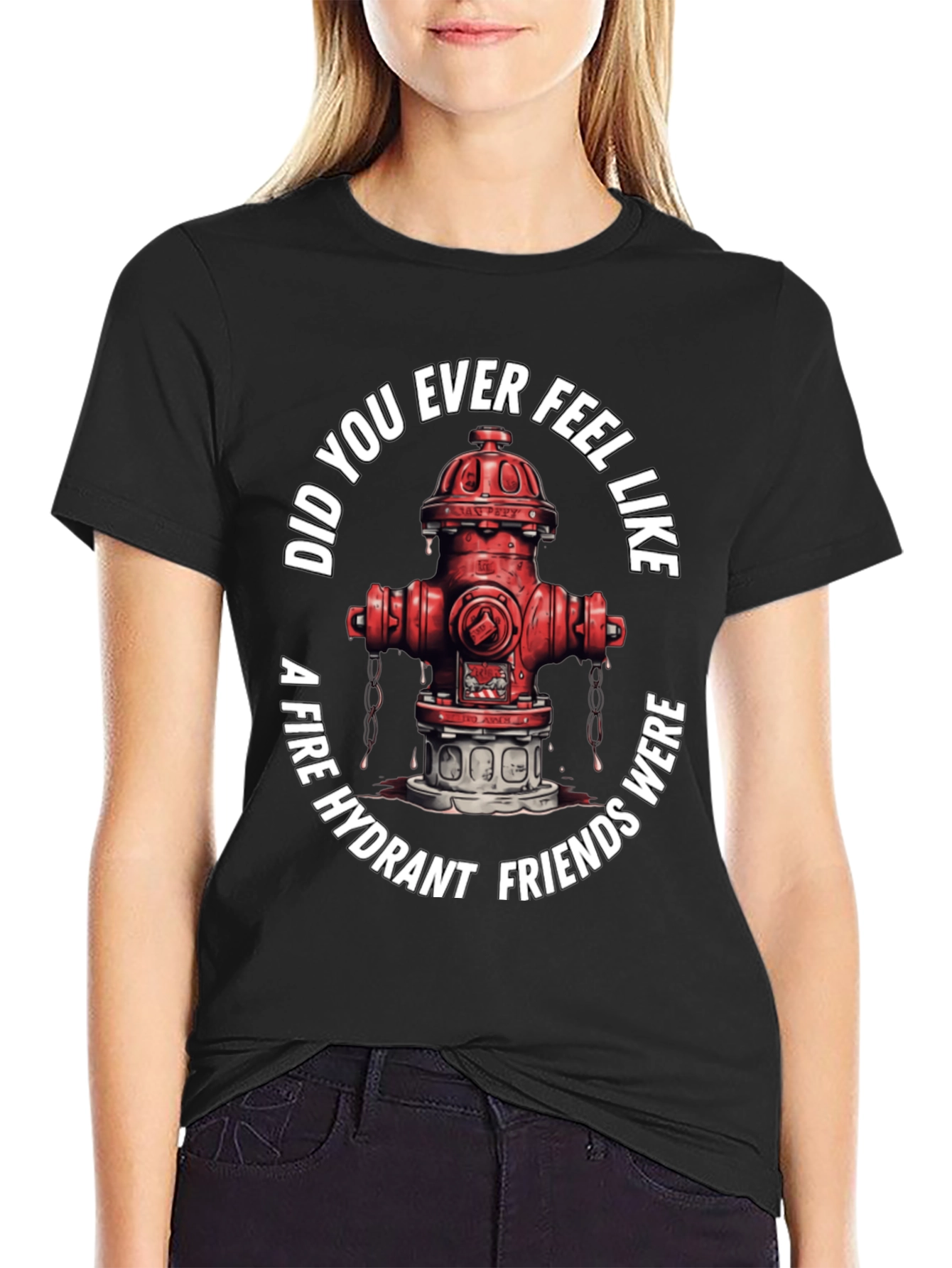 Black Fire Hydrant Friends T-Shirt view 2