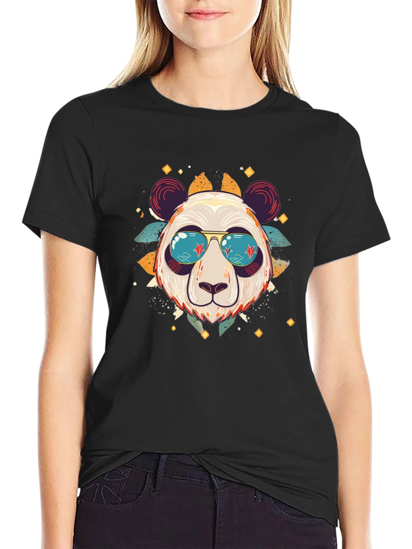 Black Cool Panda Graphic Tee view 2