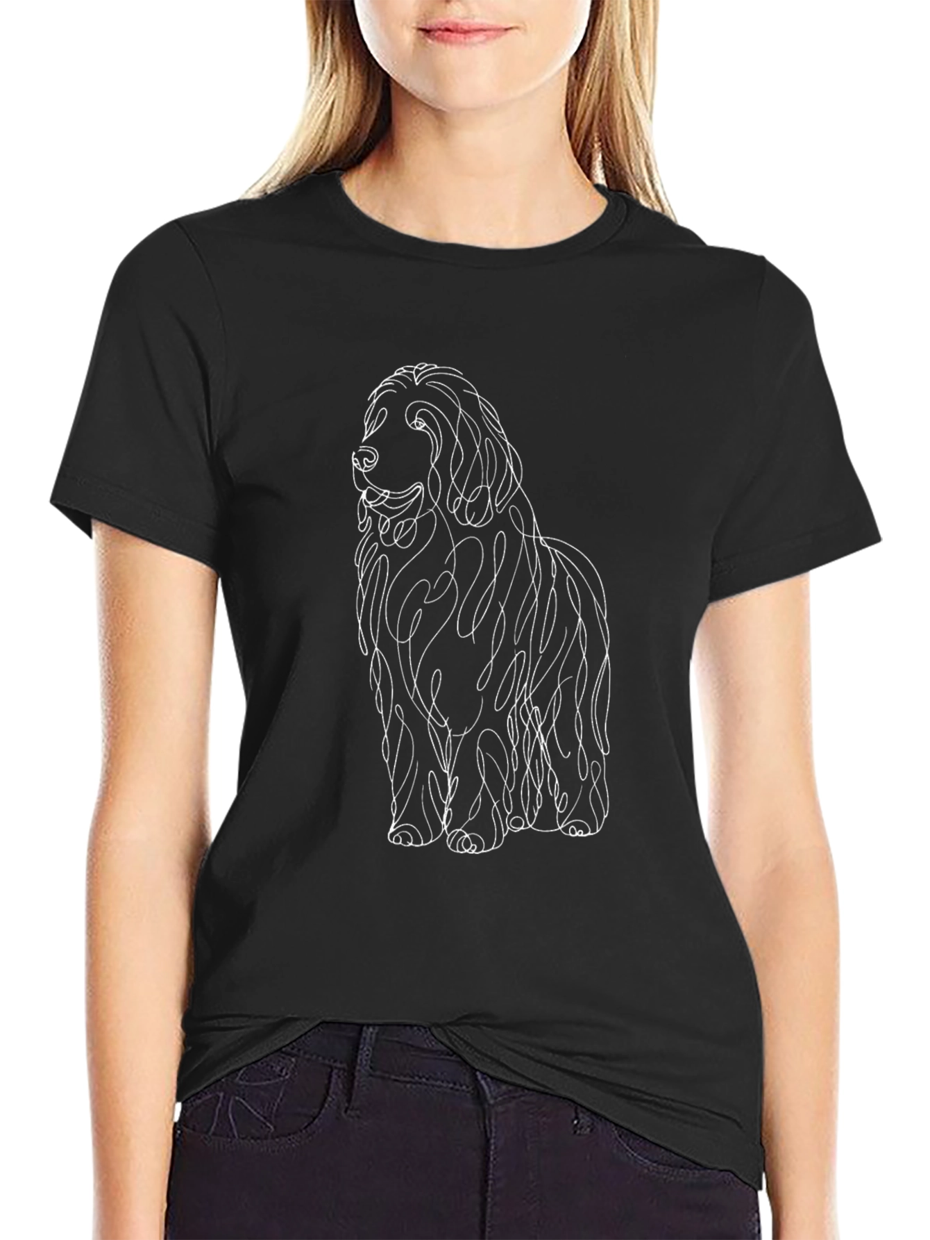Black Dog Line Art T-Shirt - Black view 2