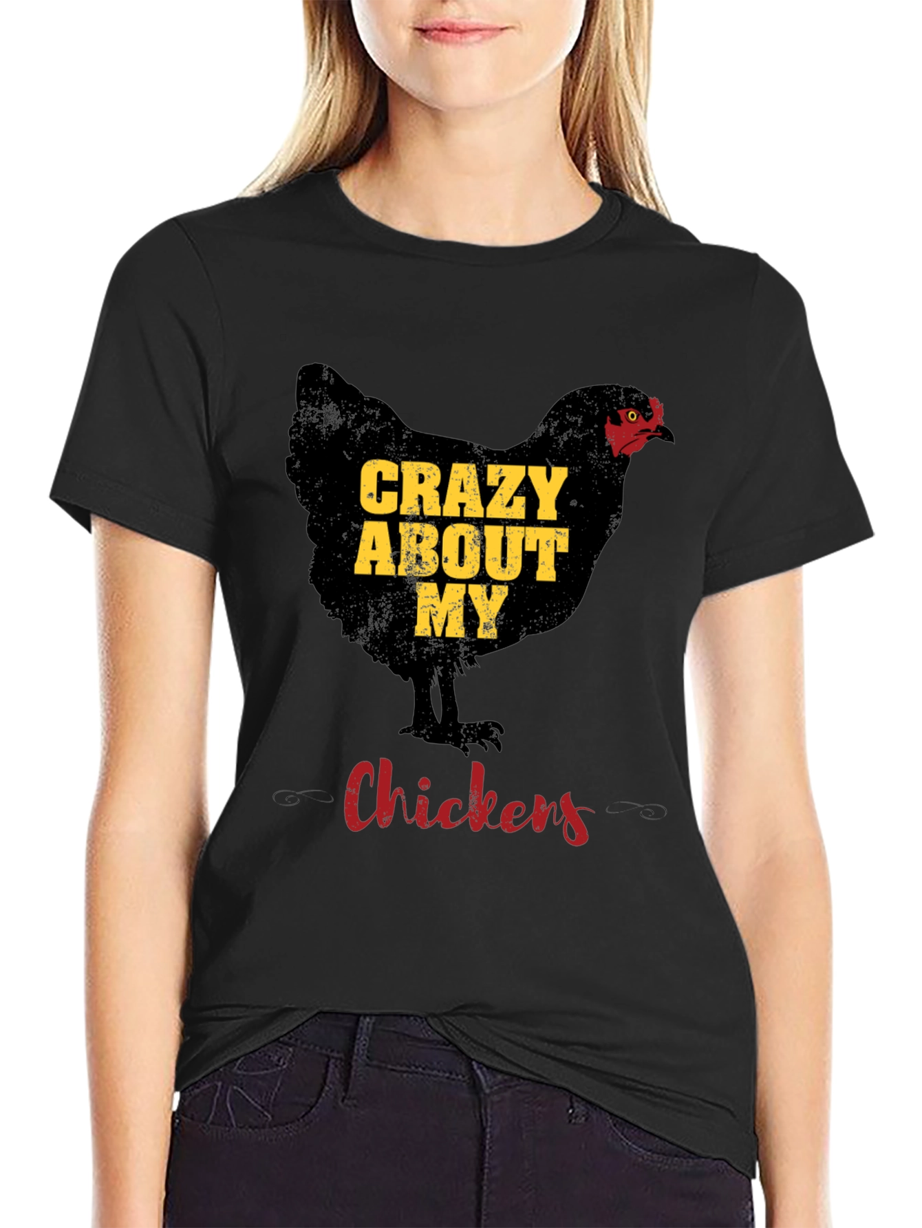 Black Crazy About My Chickens Graphic Tee view 2