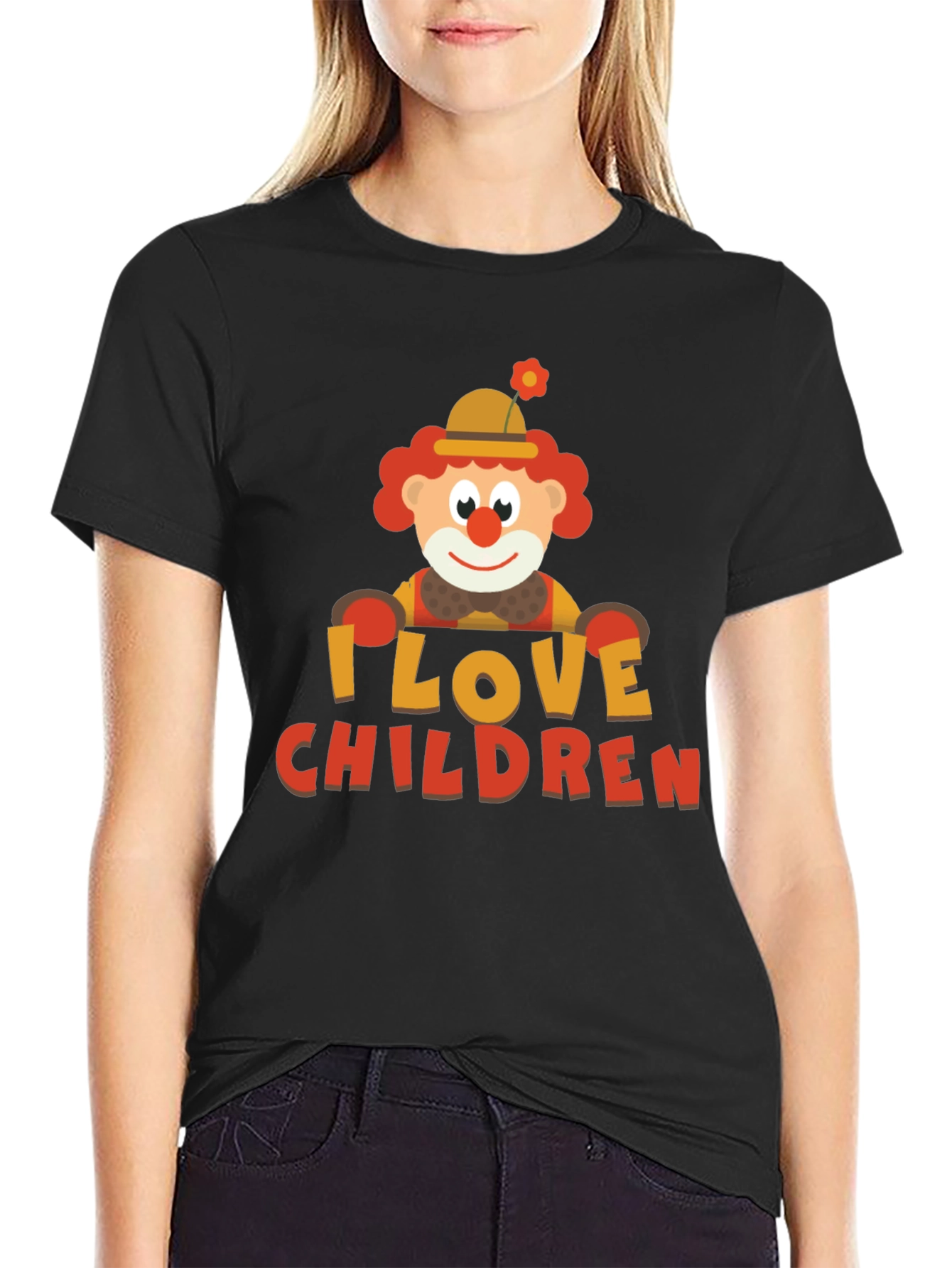 Black I Love Children Clown Graphic Tee - Black view 2