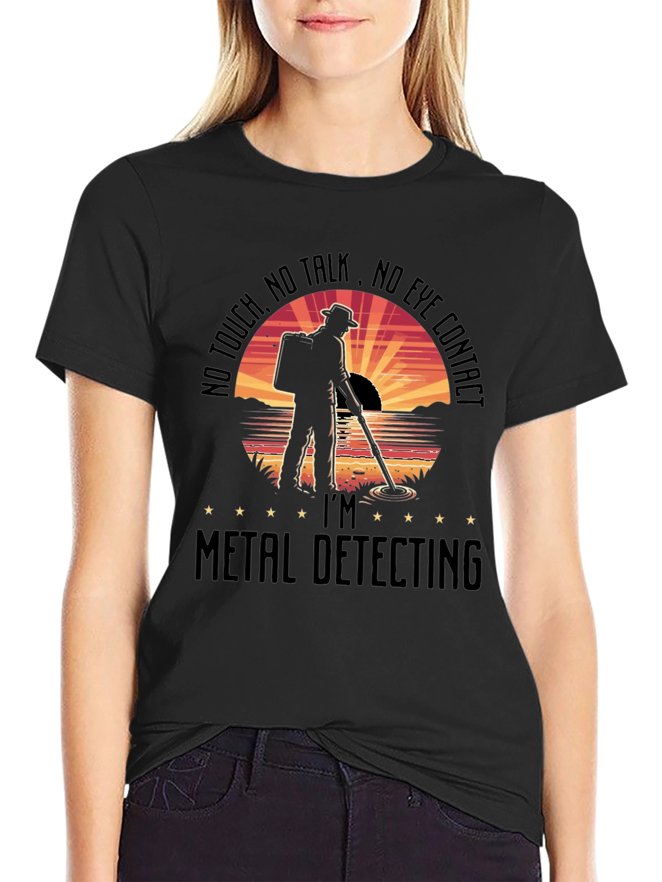 Black Metal Detecting T-Shirt - No Touch, No Talk, No Eye Contact view 2