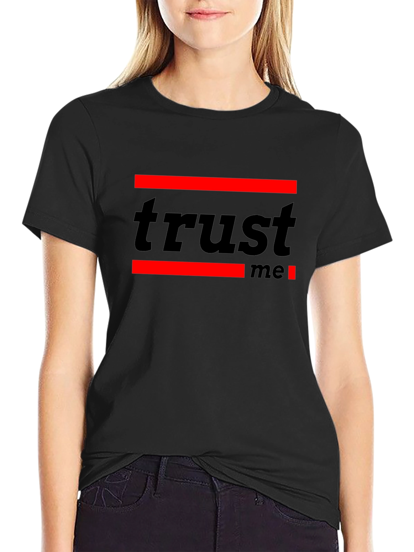 Black Trust Me Graphic T-Shirt - Trendy Black Tee view 2
