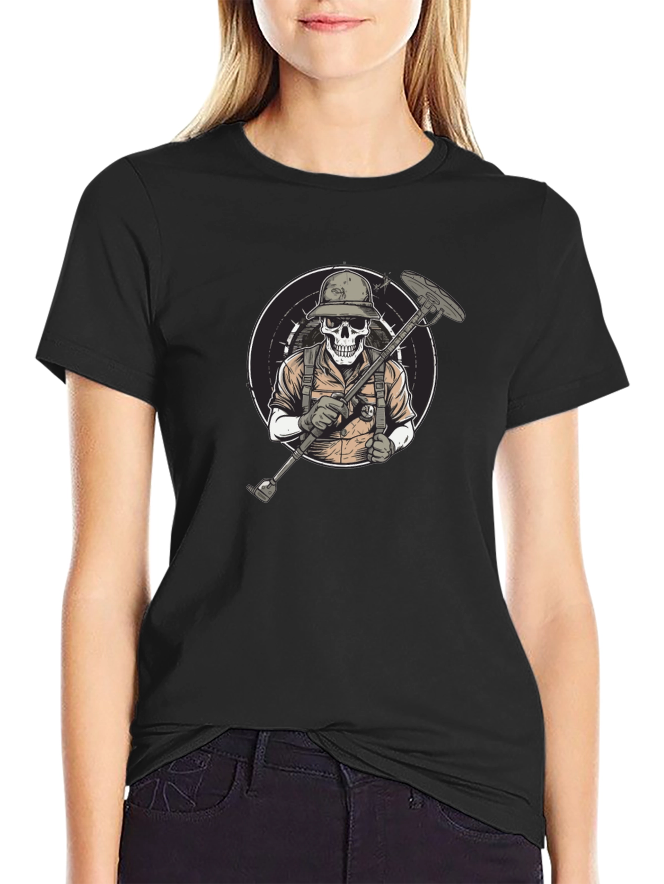 Black Skull Metal Detector T-Shirt view 2