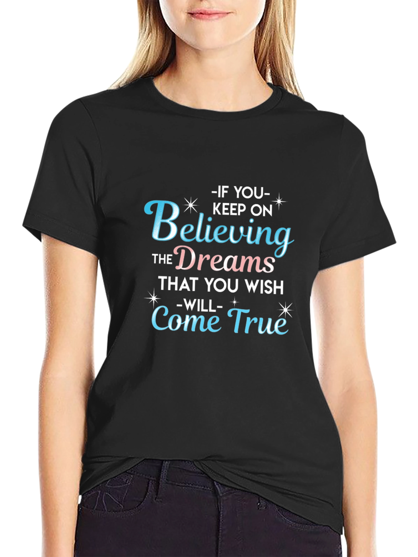 Black Believe in Your Dreams Graphic T-Shirt view 2