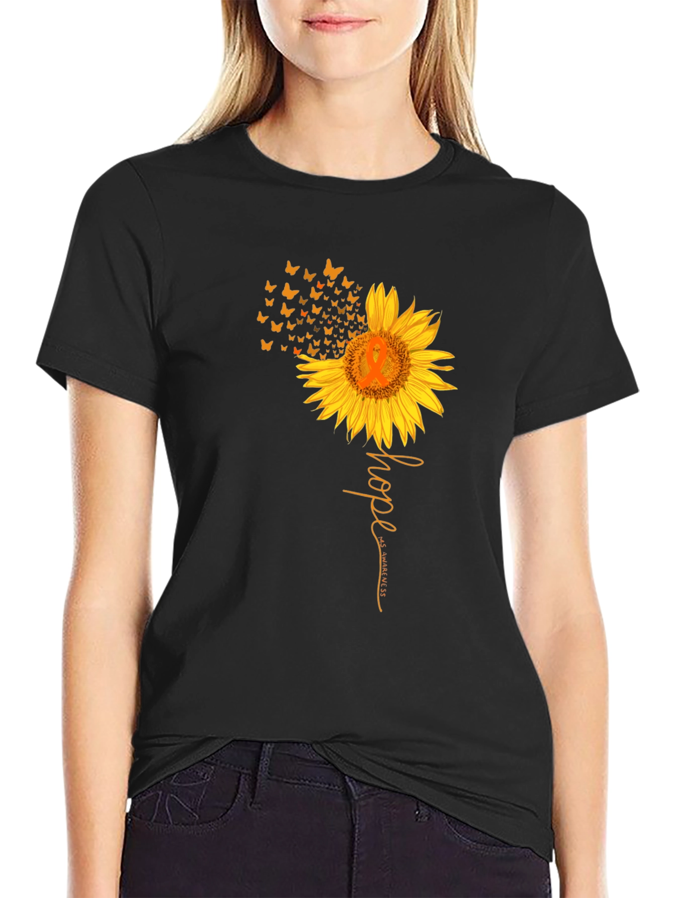 Black Hope Sunflower Awareness Graphic Tee view 2