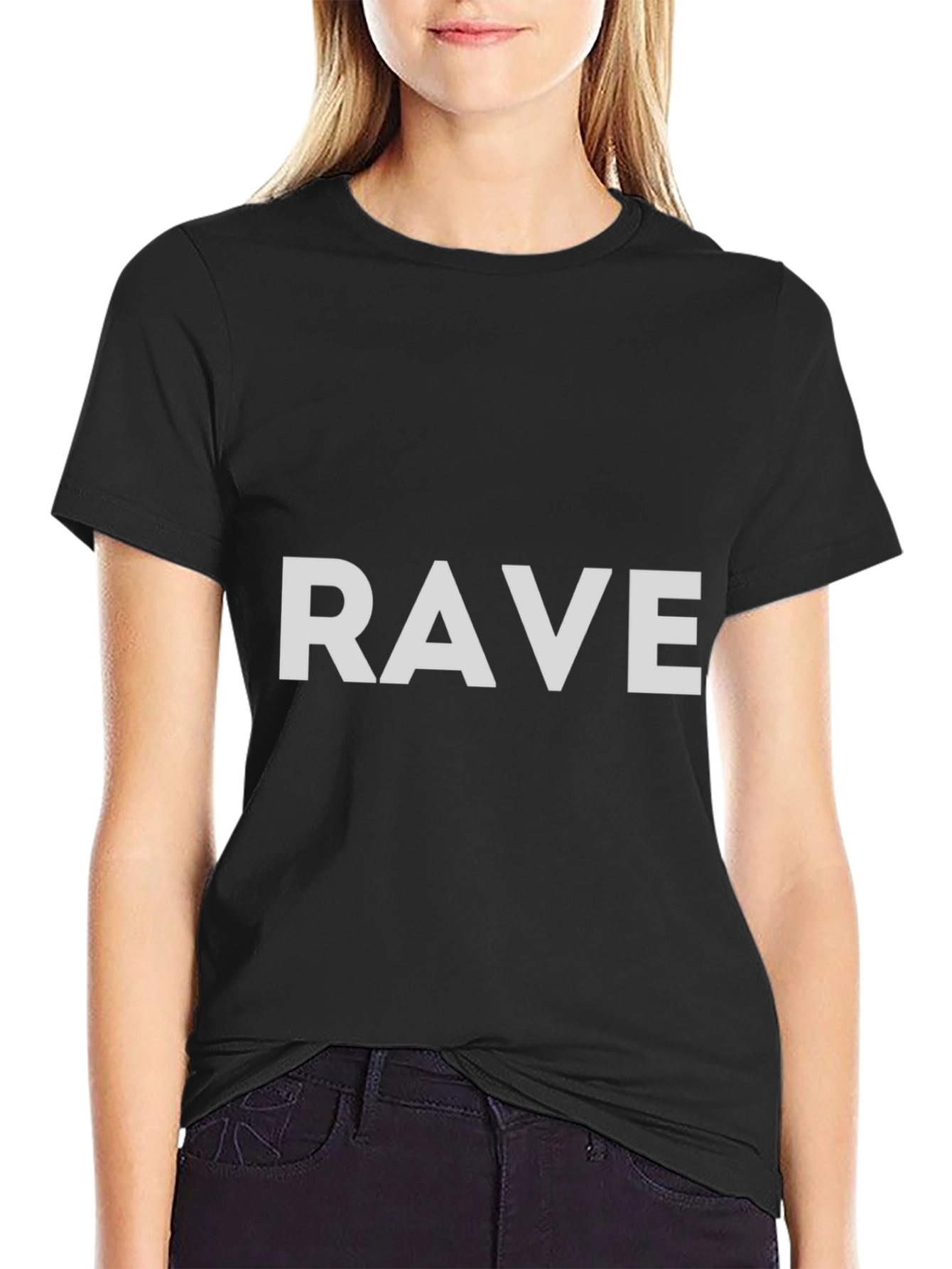 Black Rave T-Shirt - Casual Black Tee view 2