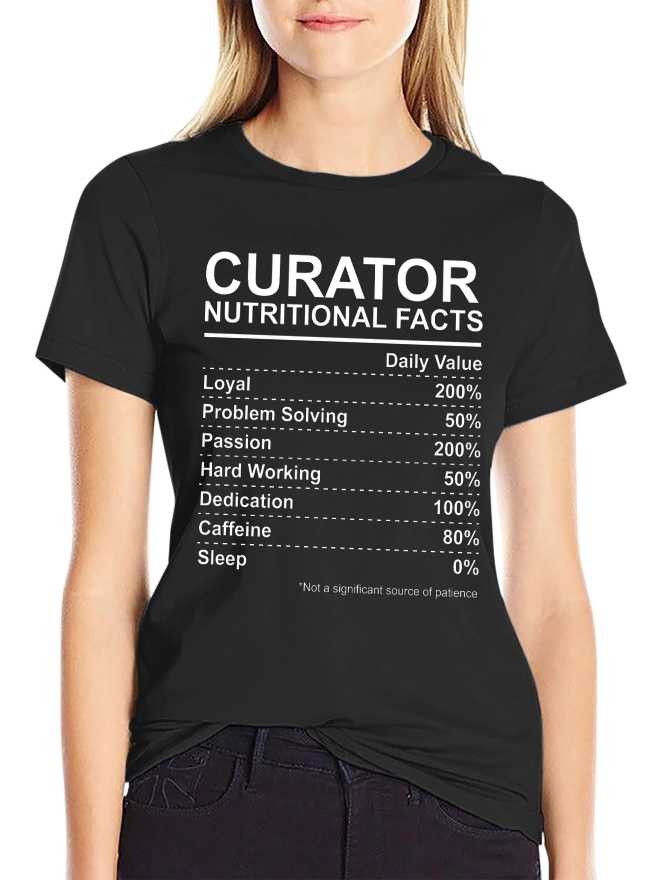Black Curator Nutritional Facts T-Shirt view 2