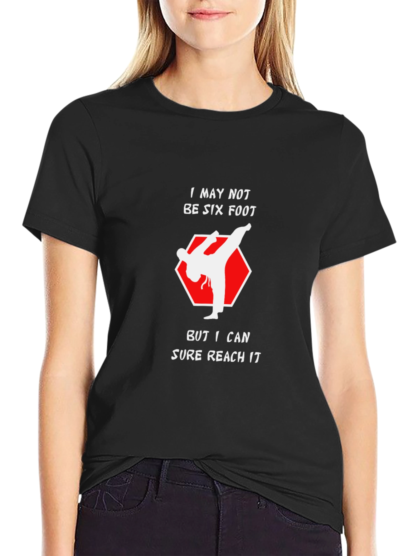 Black Reach It Funny Karate T-Shirt view 2