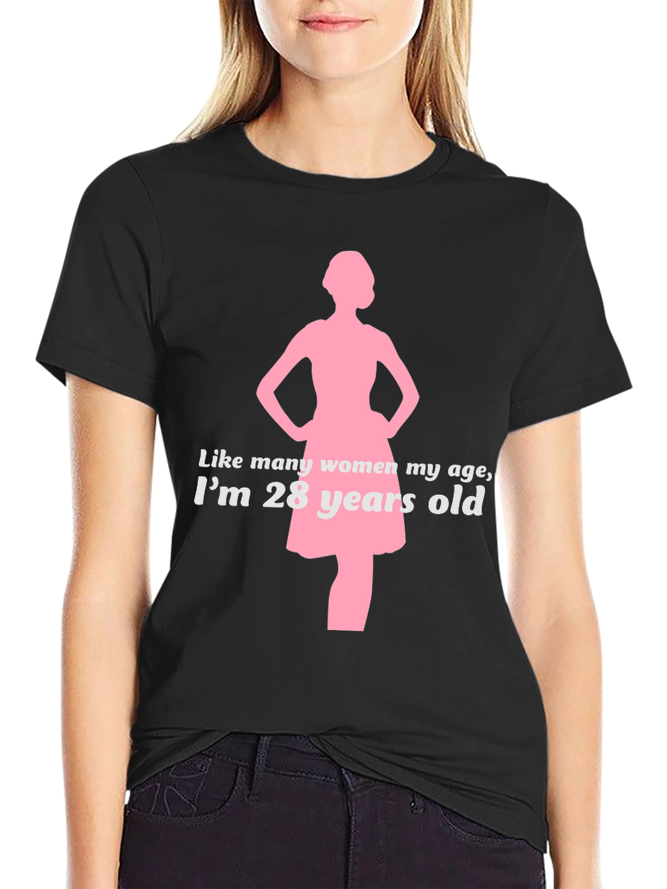 Black Funny "28 Years Old" Graphic T-Shirt view 2