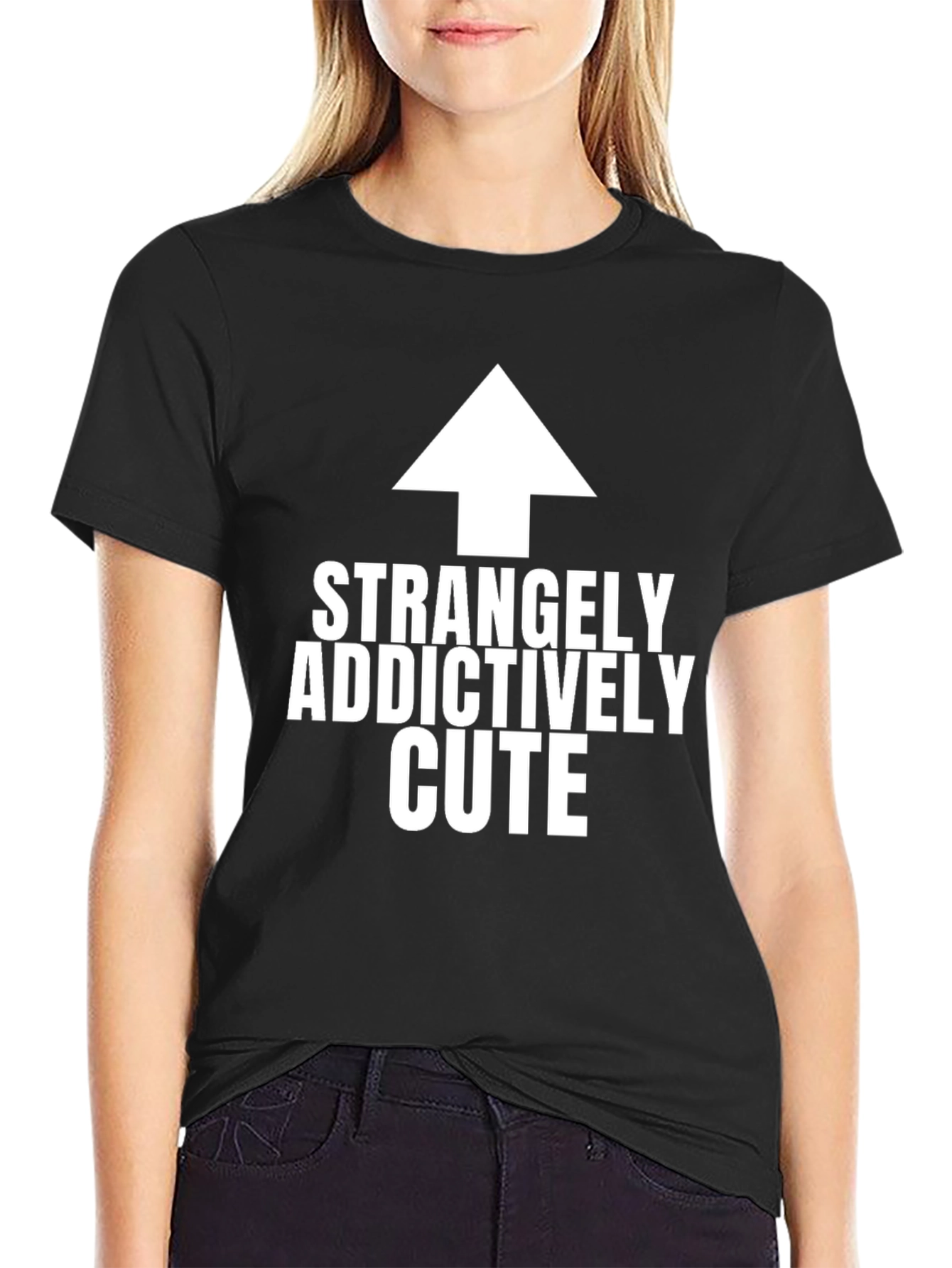 Black Strangely Addictively Cute Black T-Shirt view 2