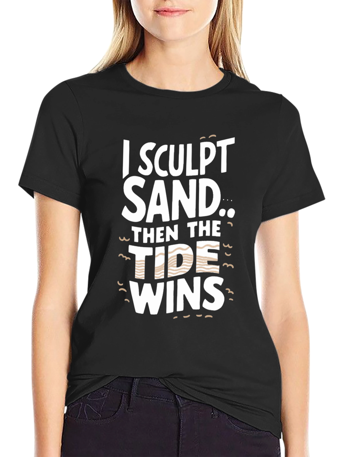 Black I Sculpt Sand Tide Wins Black T-Shirt view 2