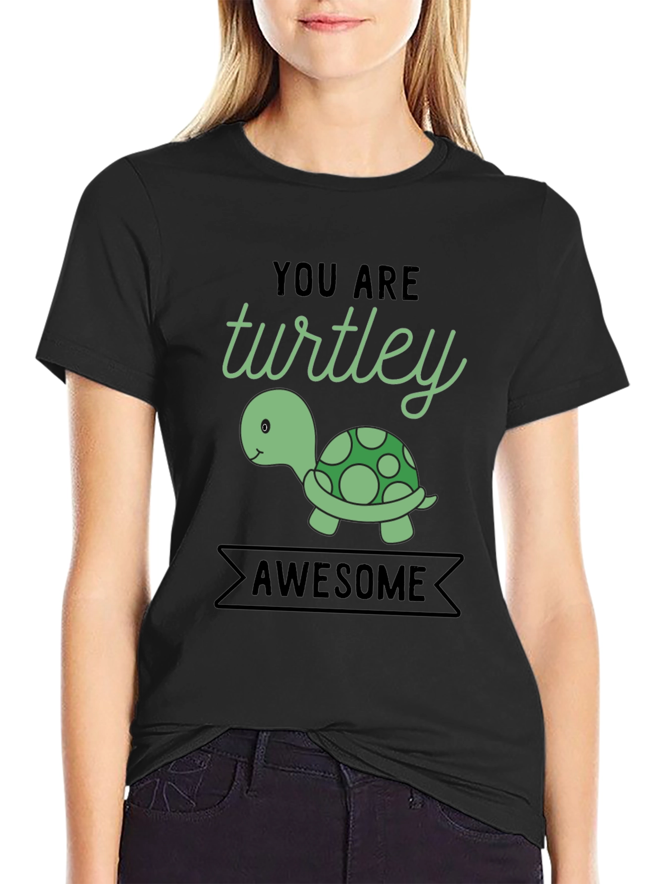 Black You are Turtley Awesome Graphic T-Shirt view 2