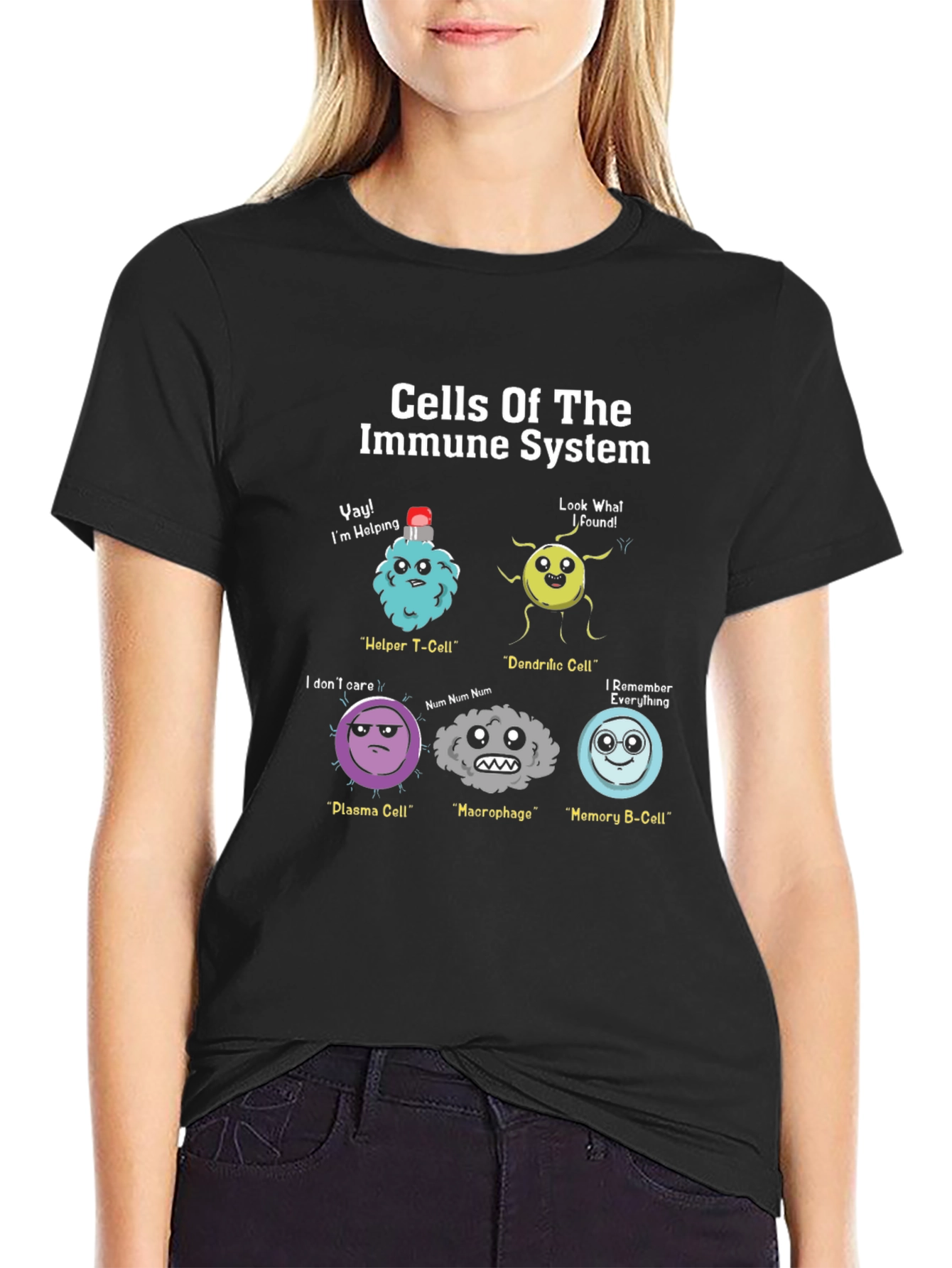 Black Immune System Cells Graphic T-Shirt view 2