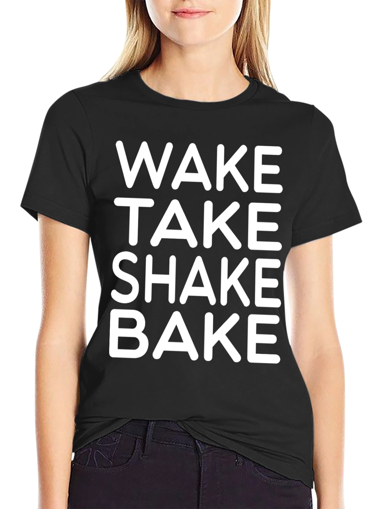 Black Wake Take Shake Bake T-Shirt - Novelty Graphic Tee view 2