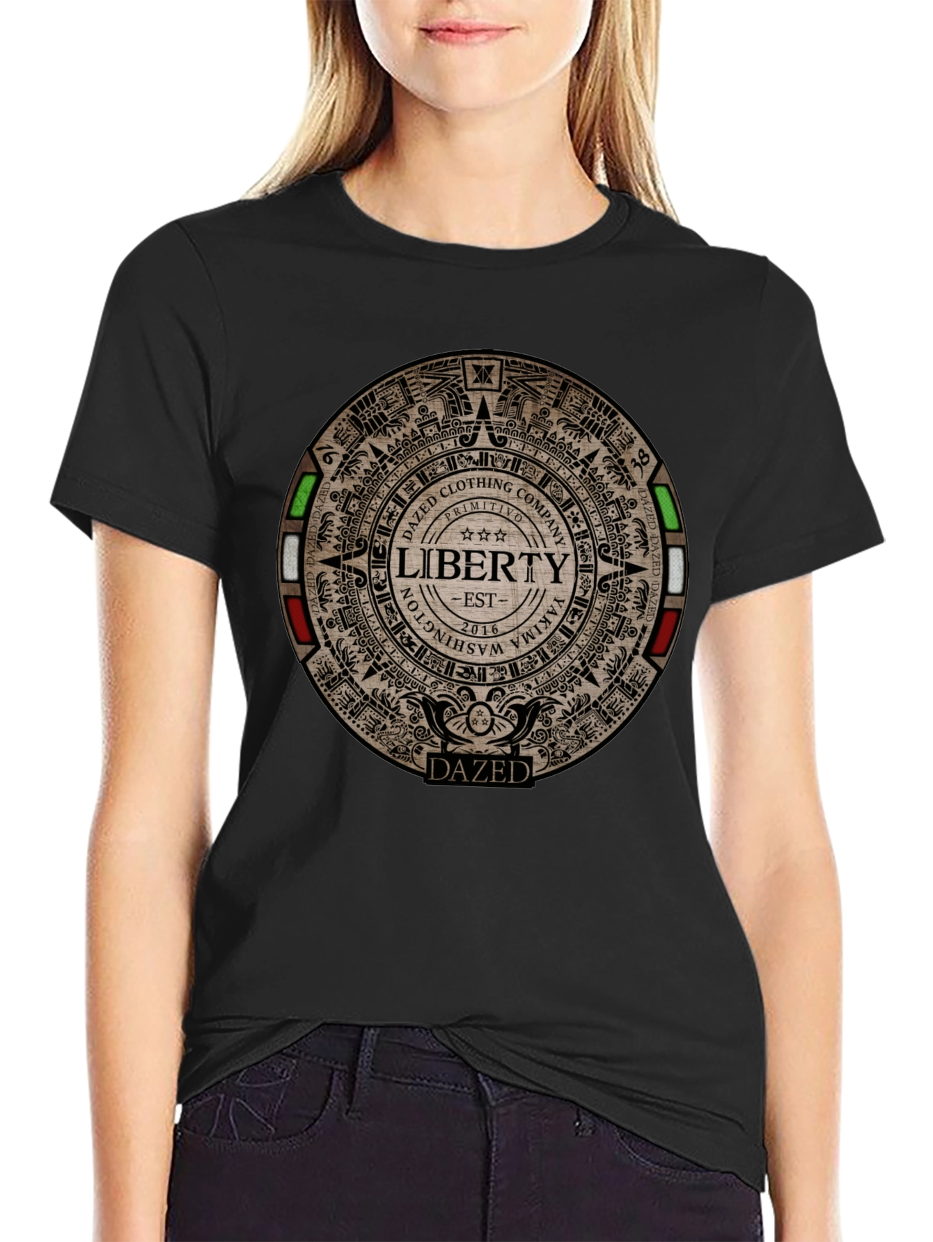 Black Dazed Clothing Liberty Aztec Graphic T-Shirt view 2