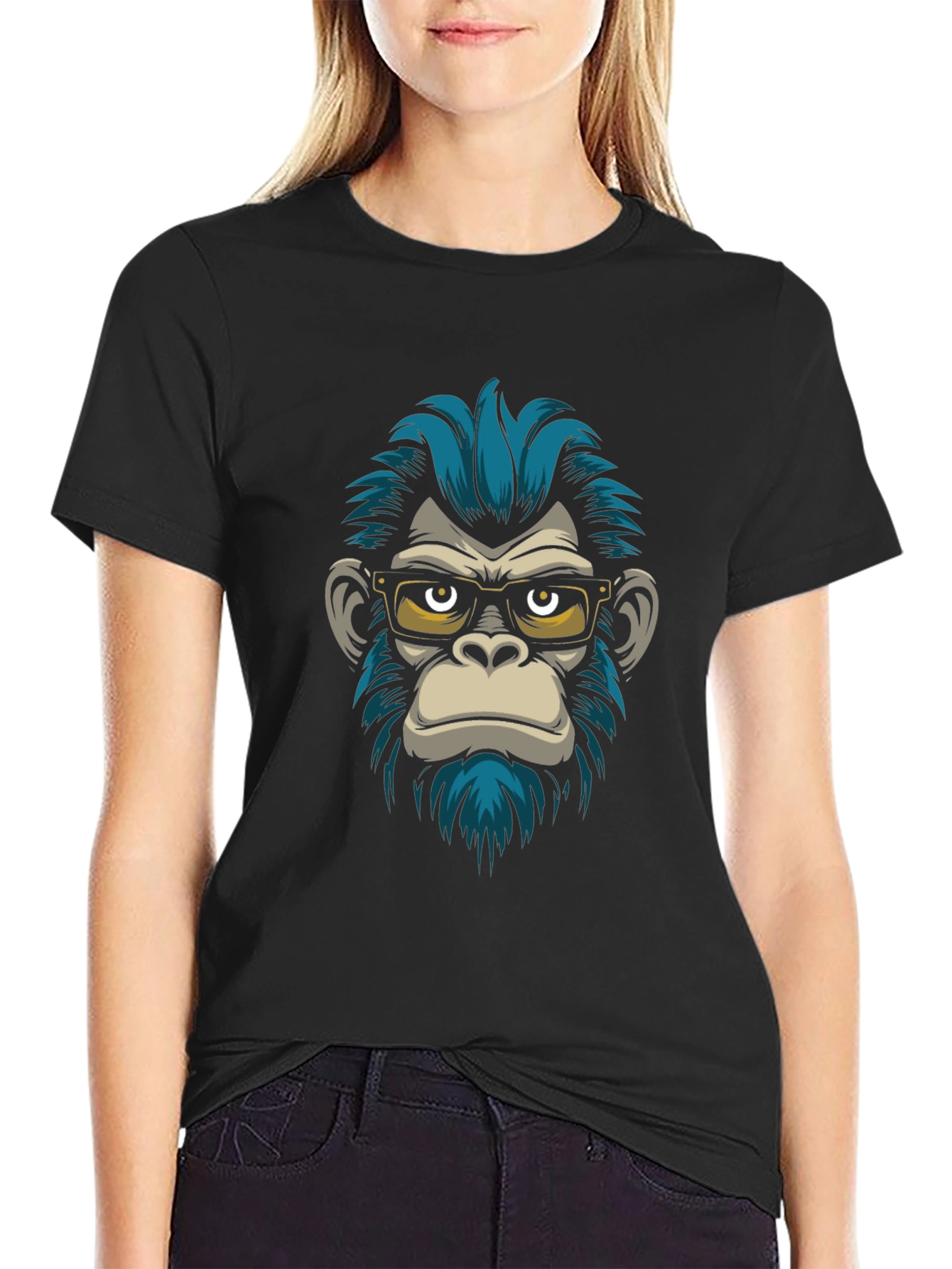 Black Cool Monkey Graphic T-Shirt - Black view 2