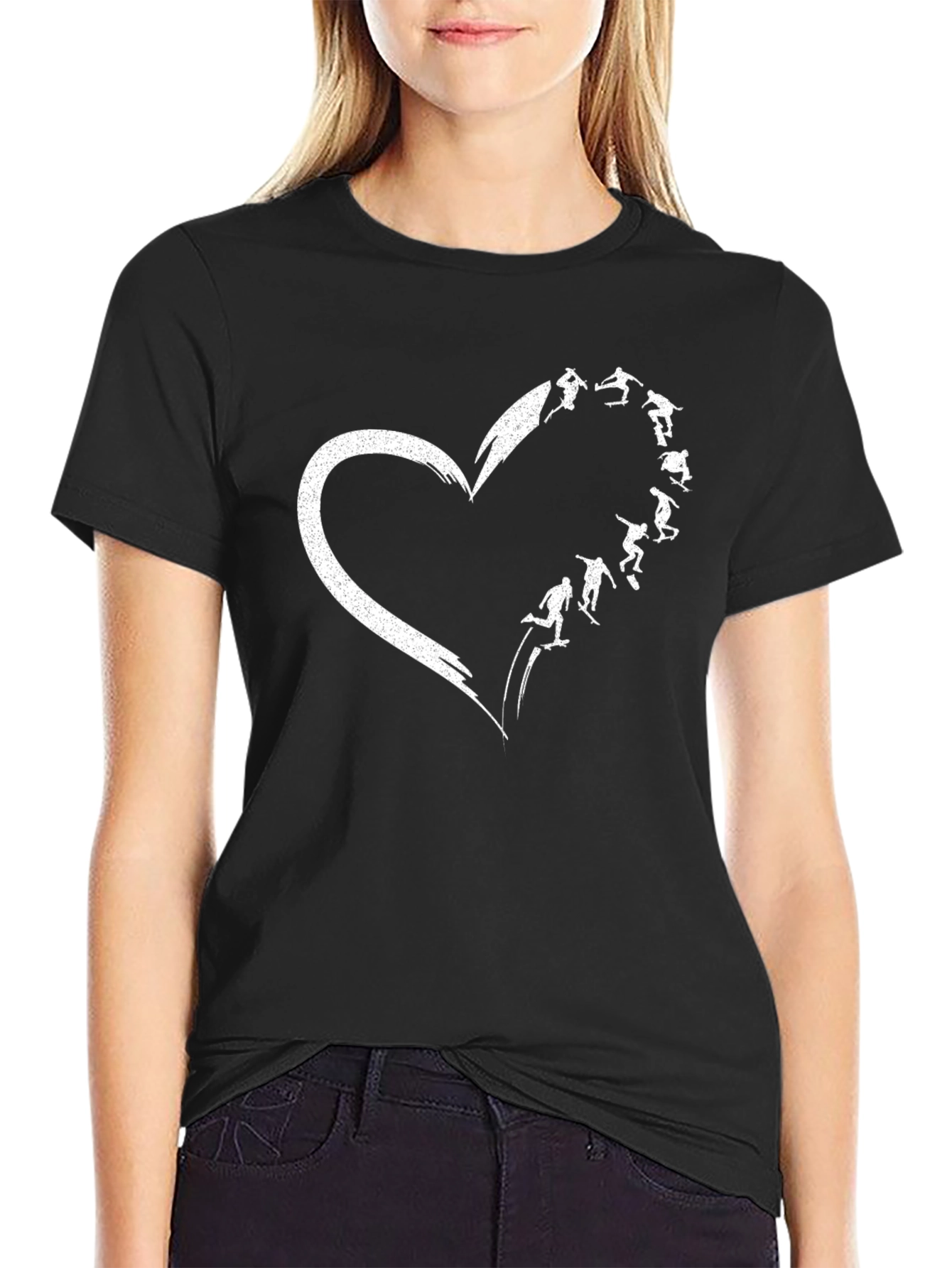 Black Skater Heart Tee - Cool Graphic T-Shirt view 2