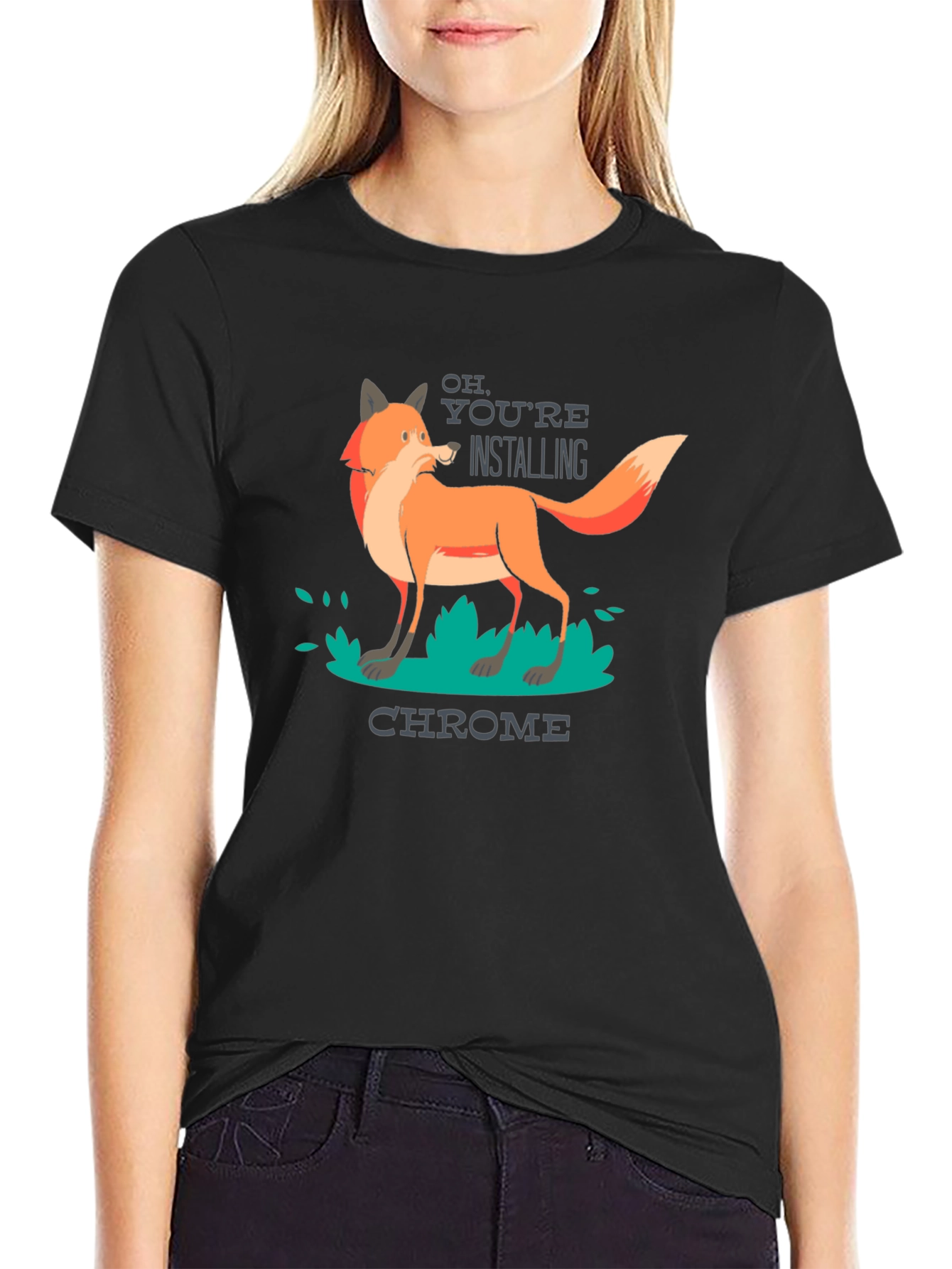 Black Funny Firefox Chrome T-Shirt view 2