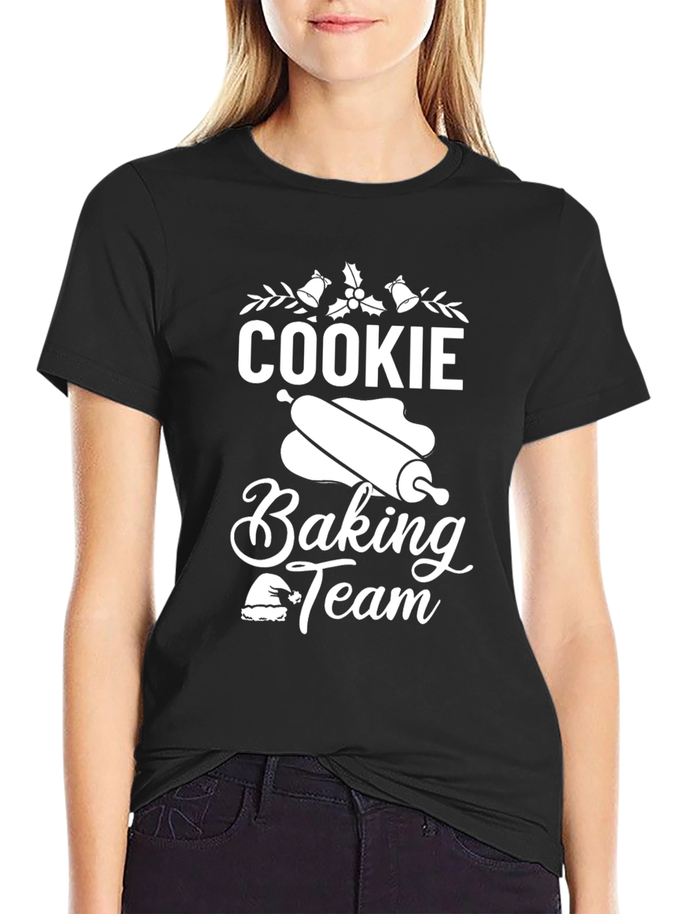 Black Cookie Baking Team Holiday T-Shirt view 2