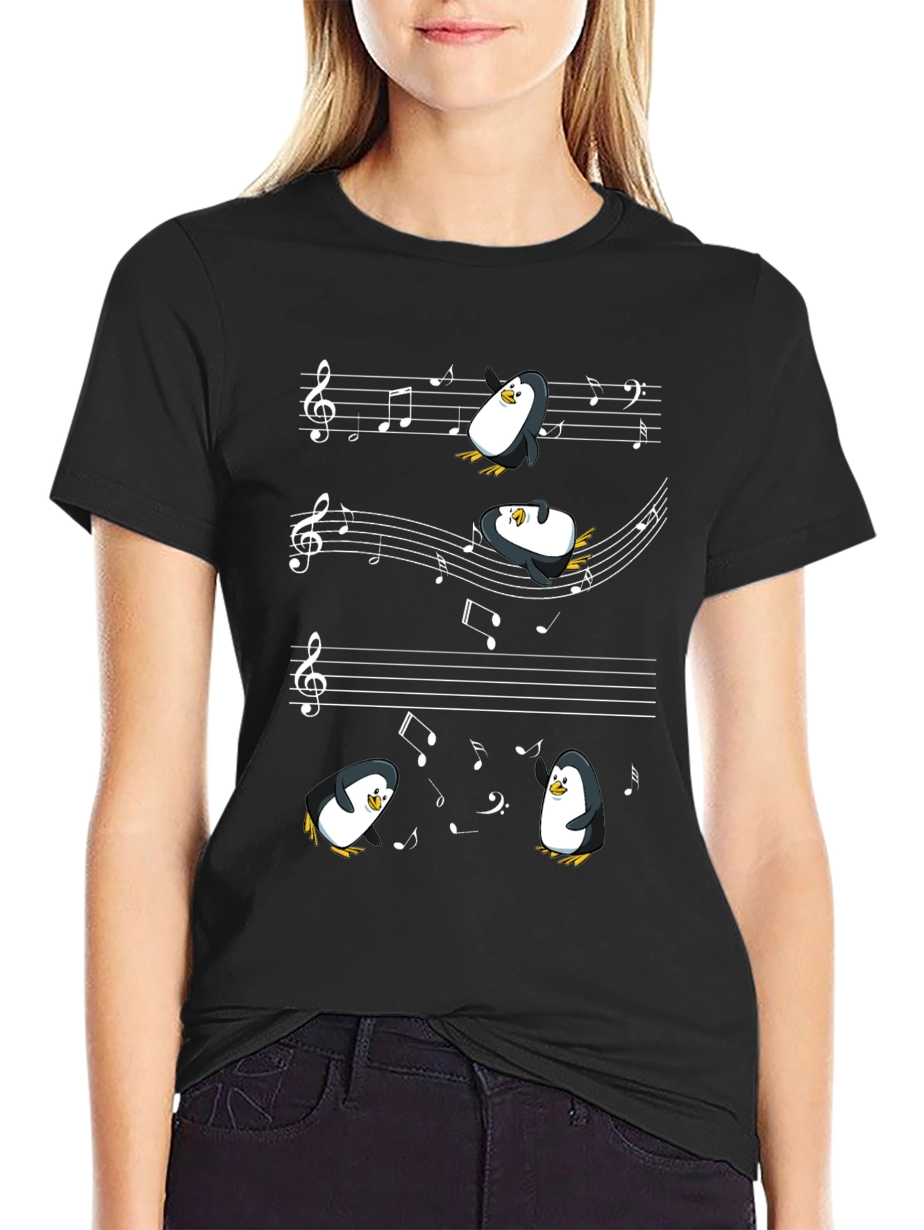 Black Musical Penguins T-Shirt view 2