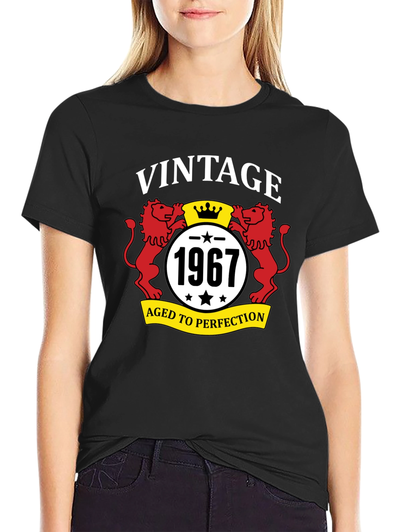 Black Vintage 1967 Aged to Perfection Black T-Shirt view 2