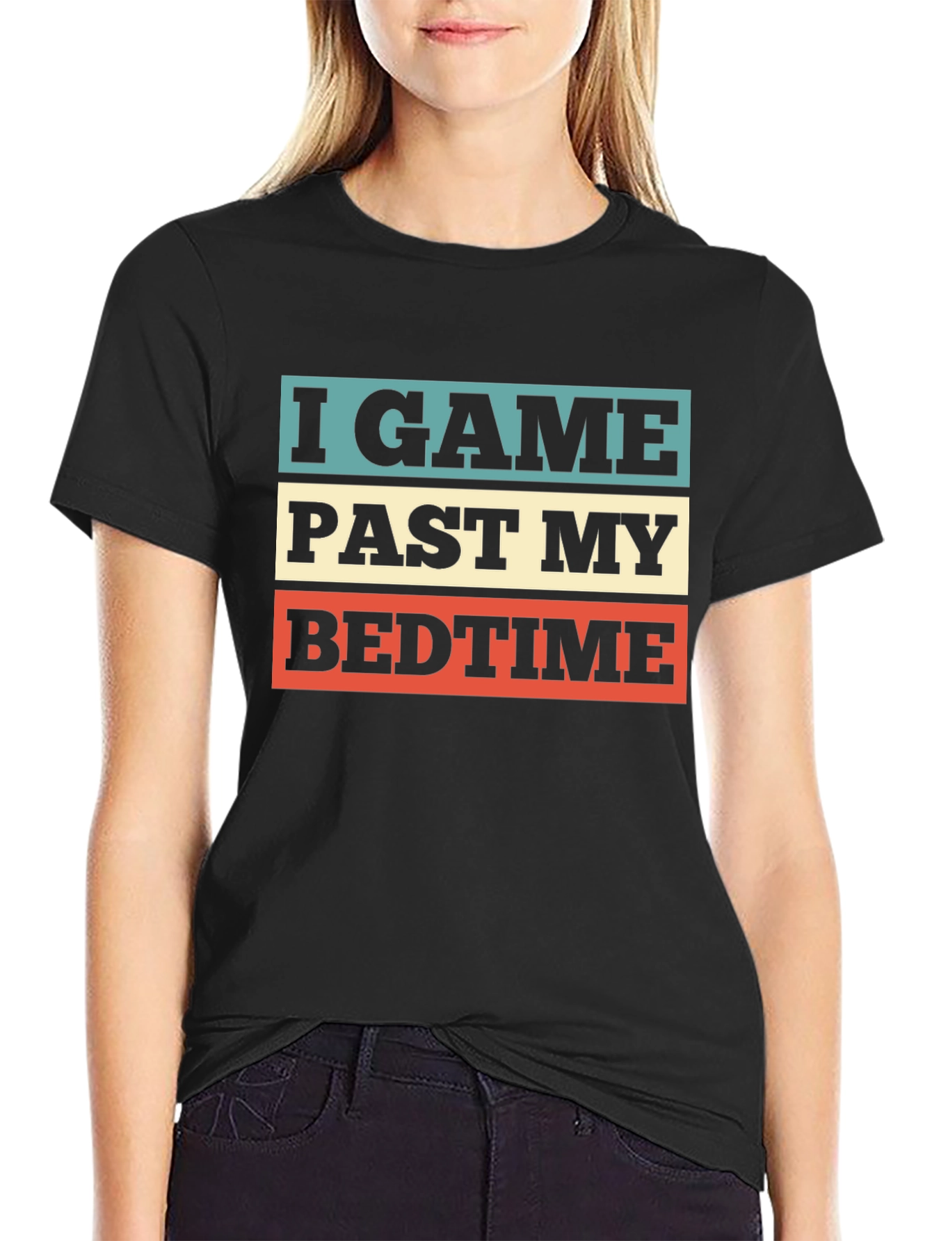 Black I GAME PAST MY BEDTIME Graphic T-Shirt view 2