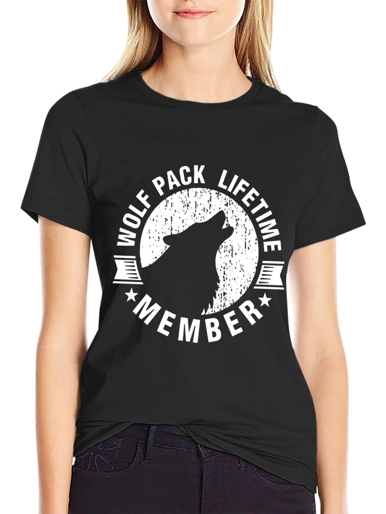 Black Wolf Pack Lifetime Member T-Shirt - Black view 2