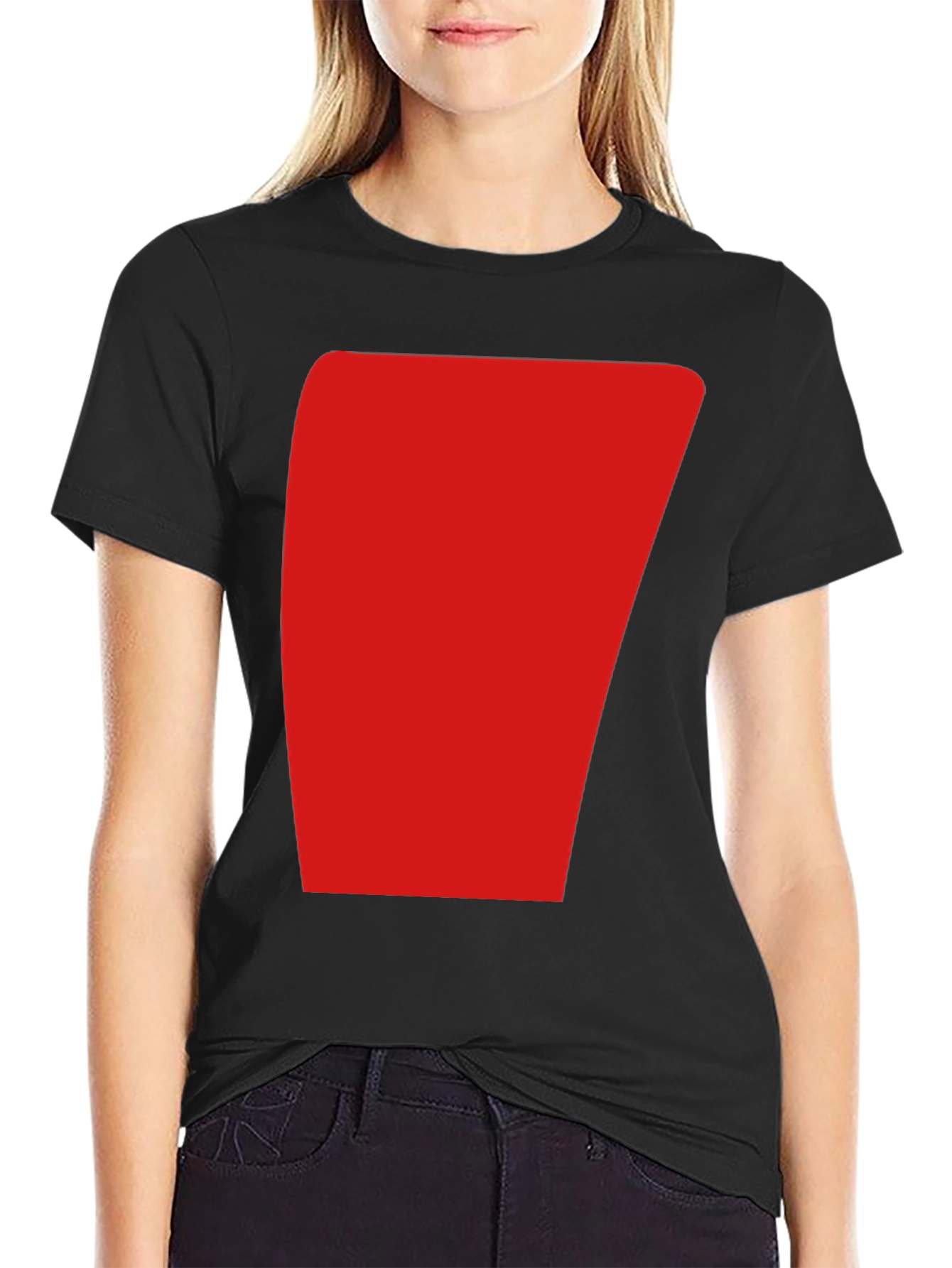 Black Bold Red Graphic Black T-Shirt - Modern Casual Style view 2
