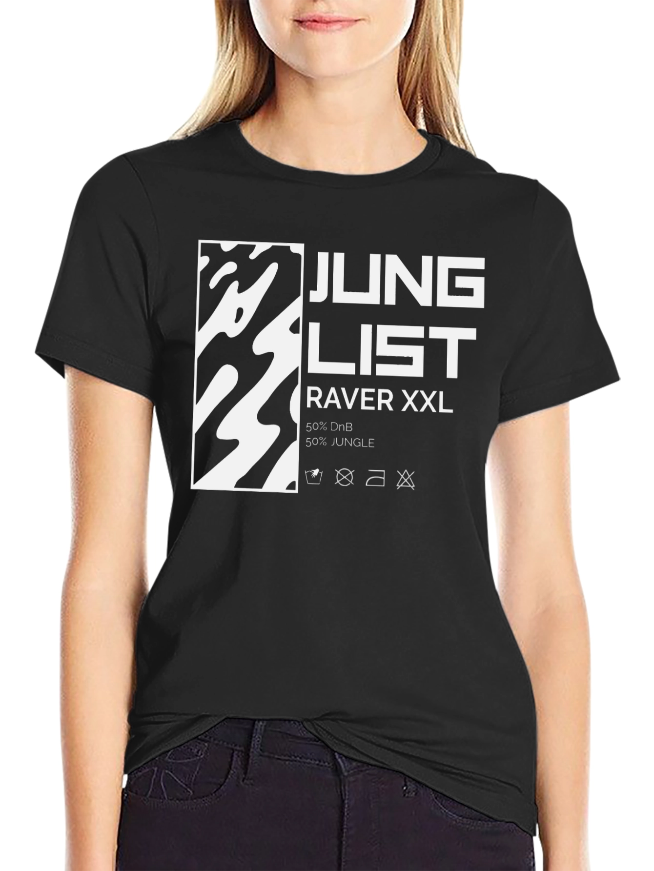 Black Junglist Raver XXL Black Graphic T-Shirt view 2