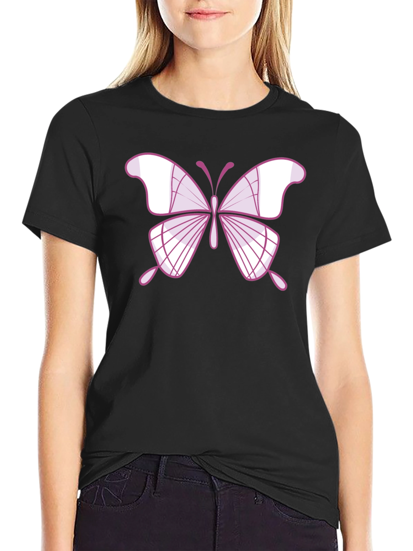 Black Butterfly Graphic Tee - Stylish Men's Black T-Shirt view 2