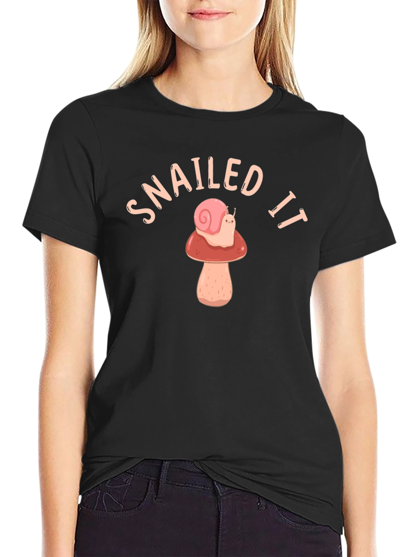 Black Snailed It T-Shirt - Snail Mushroom Graphic Tee view 2