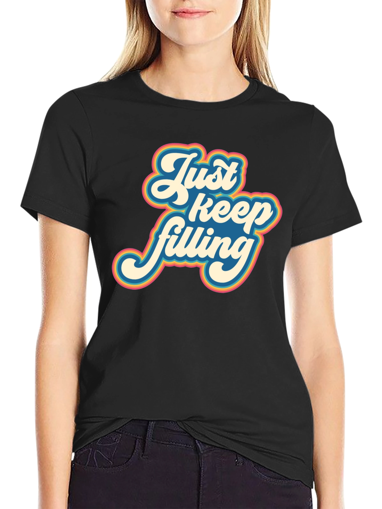 Black Retro 'Just Keep Filling' Graphic T-Shirt view 2
