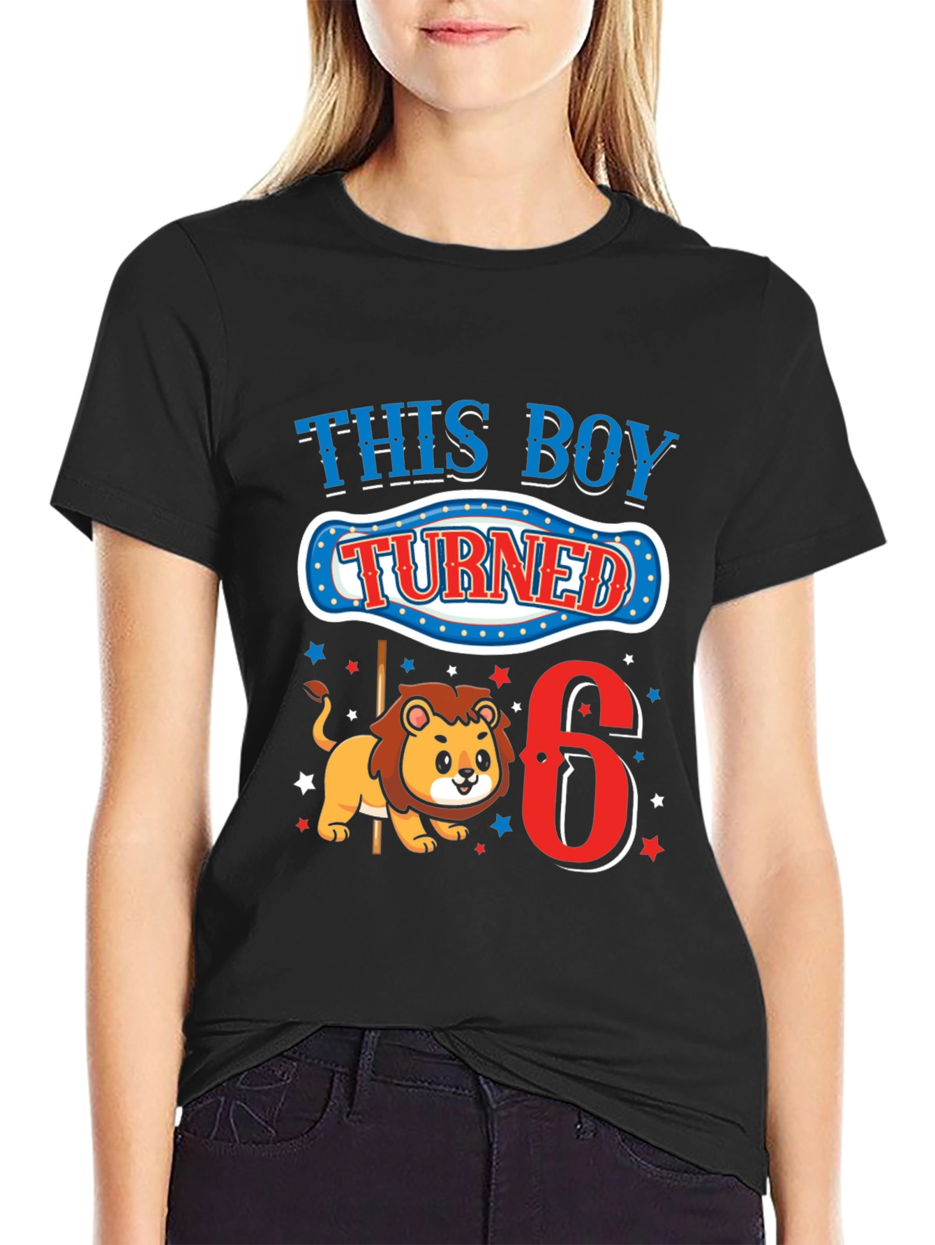 Black Boy's 6th Birthday Lion T-Shirt view 2