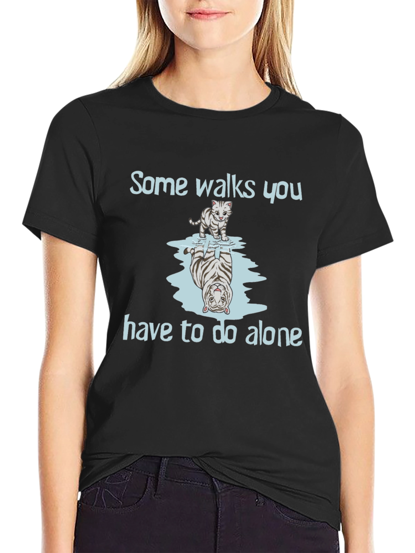 Black Tiger Reflection Graphic Tee - Some Walks You Have to Do Alone view 2