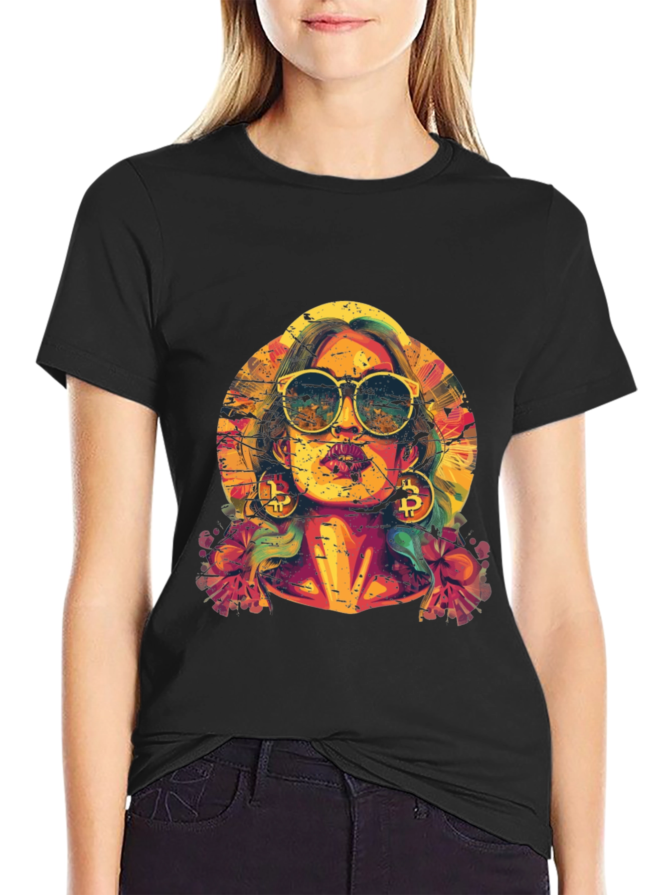 Black Bitcoin Babe Graphic Tee - Crypto Fashion view 2